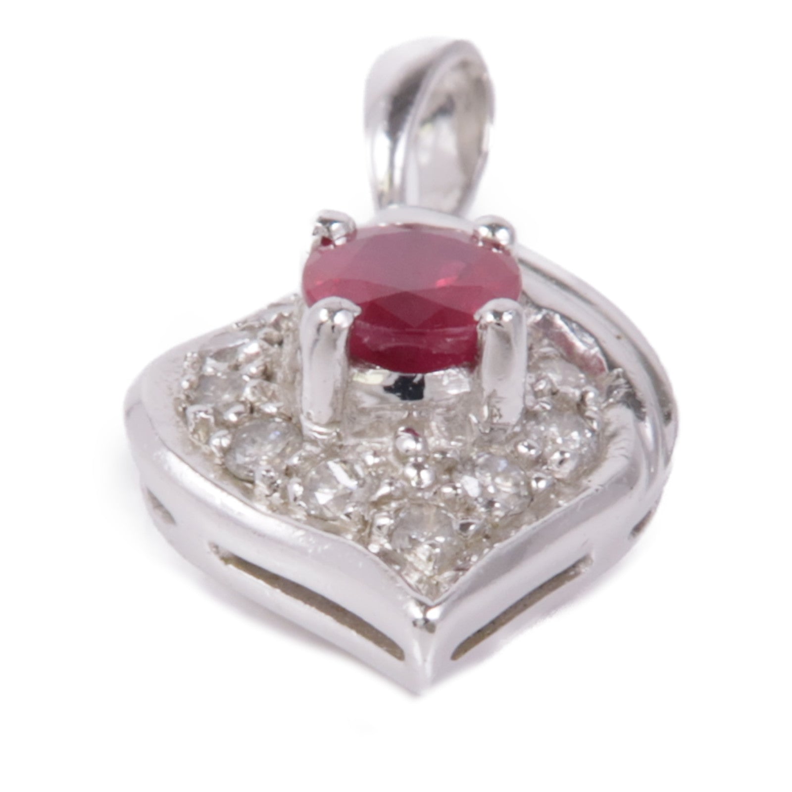 JEWELRY 【激減優惠】PT900鉑金Ruby/Diamond Pendant Top紅寶石/鑽石吊墜