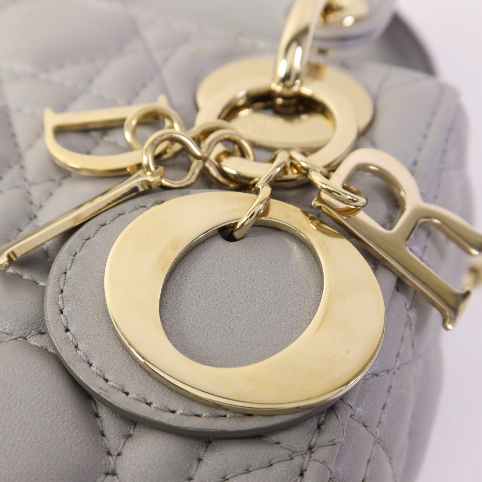 Dior 羊皮皮革Lady Dior Mini金扣手挽肩背兩用袋