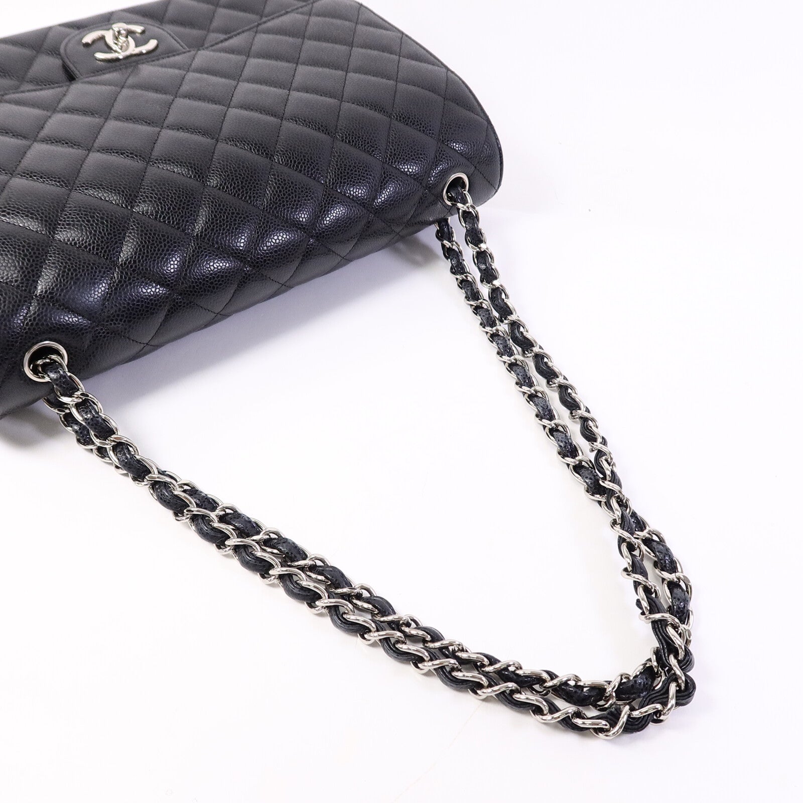 CHANEL 牛皮皮革Maxi Classic鏈帶手挽肩背兩用袋