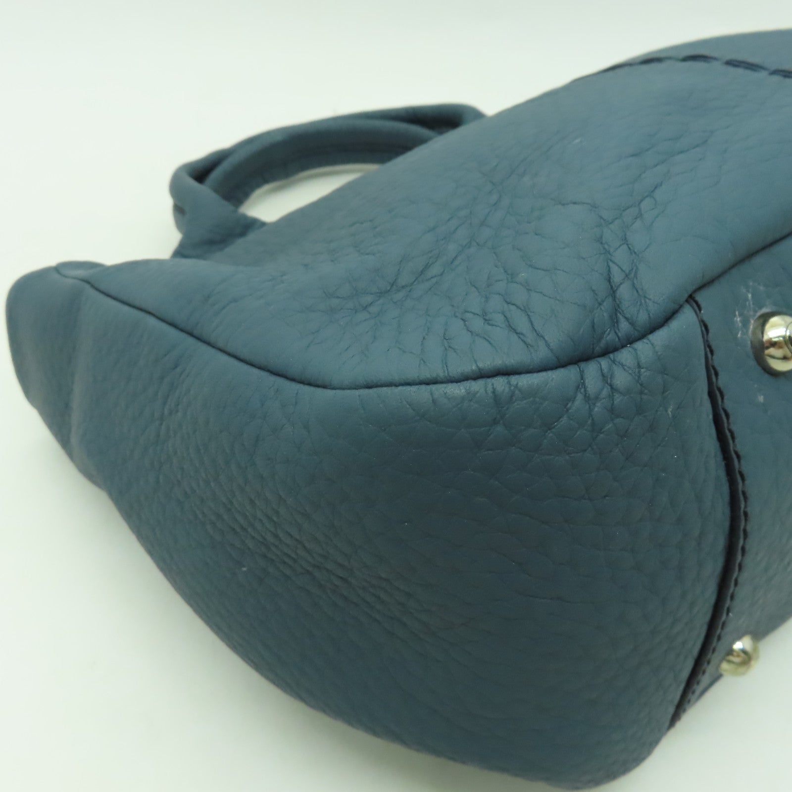 TOD’S 【清倉大減價】牛皮皮革2 Way Shoulder Bag銀扣手挽肩背兩用袋藍色