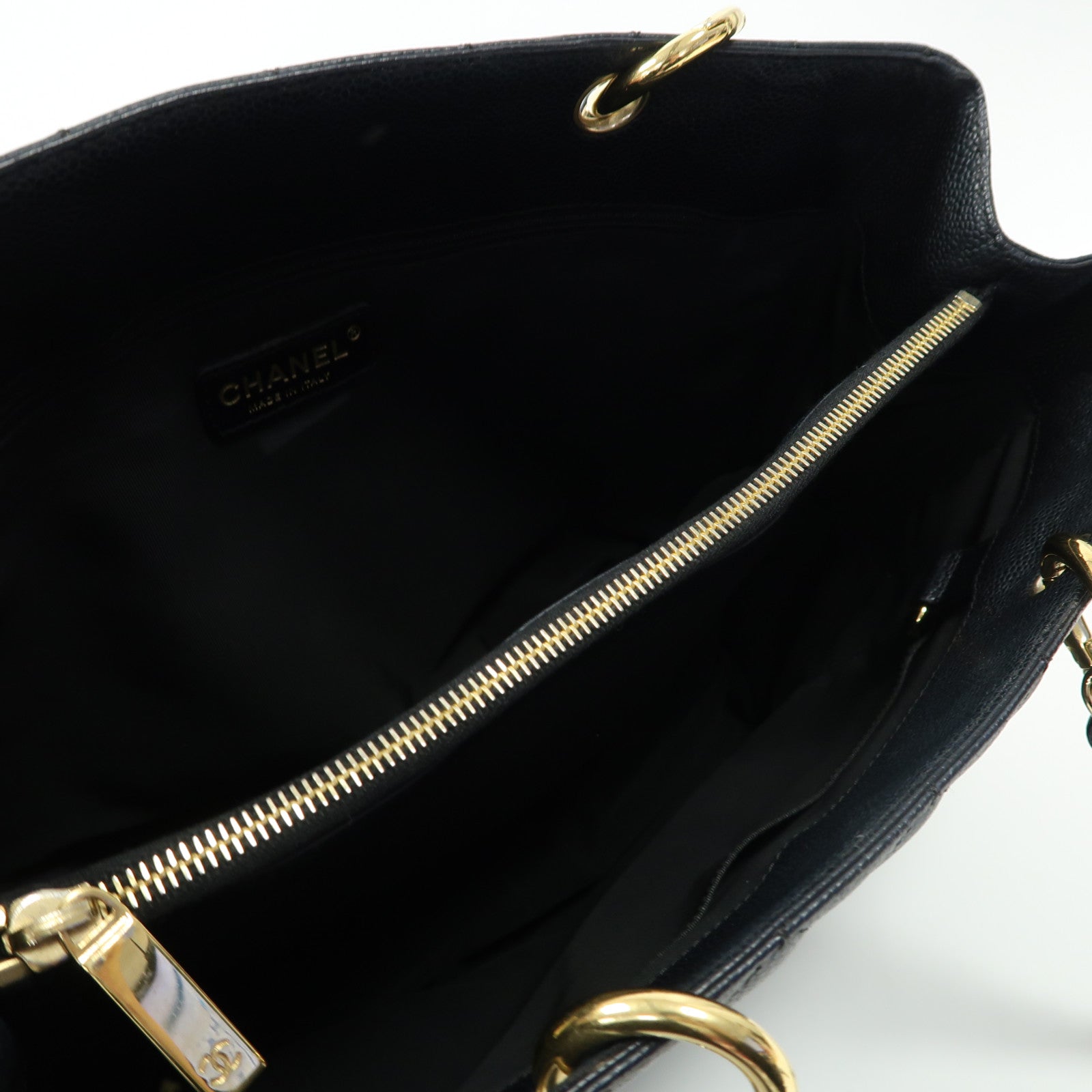 CHANEL 菱格牛皮皮革Grand Shopping Tote金扣肩背袋黑色