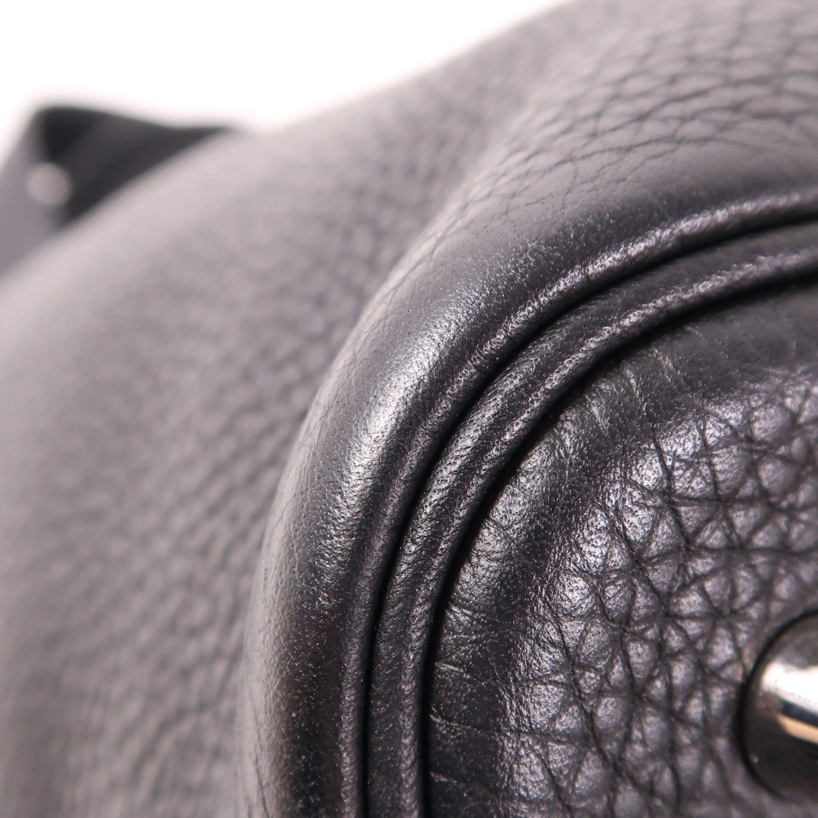 HERMES Clemence皮革Picotin MM銀扣手挽袋Noir