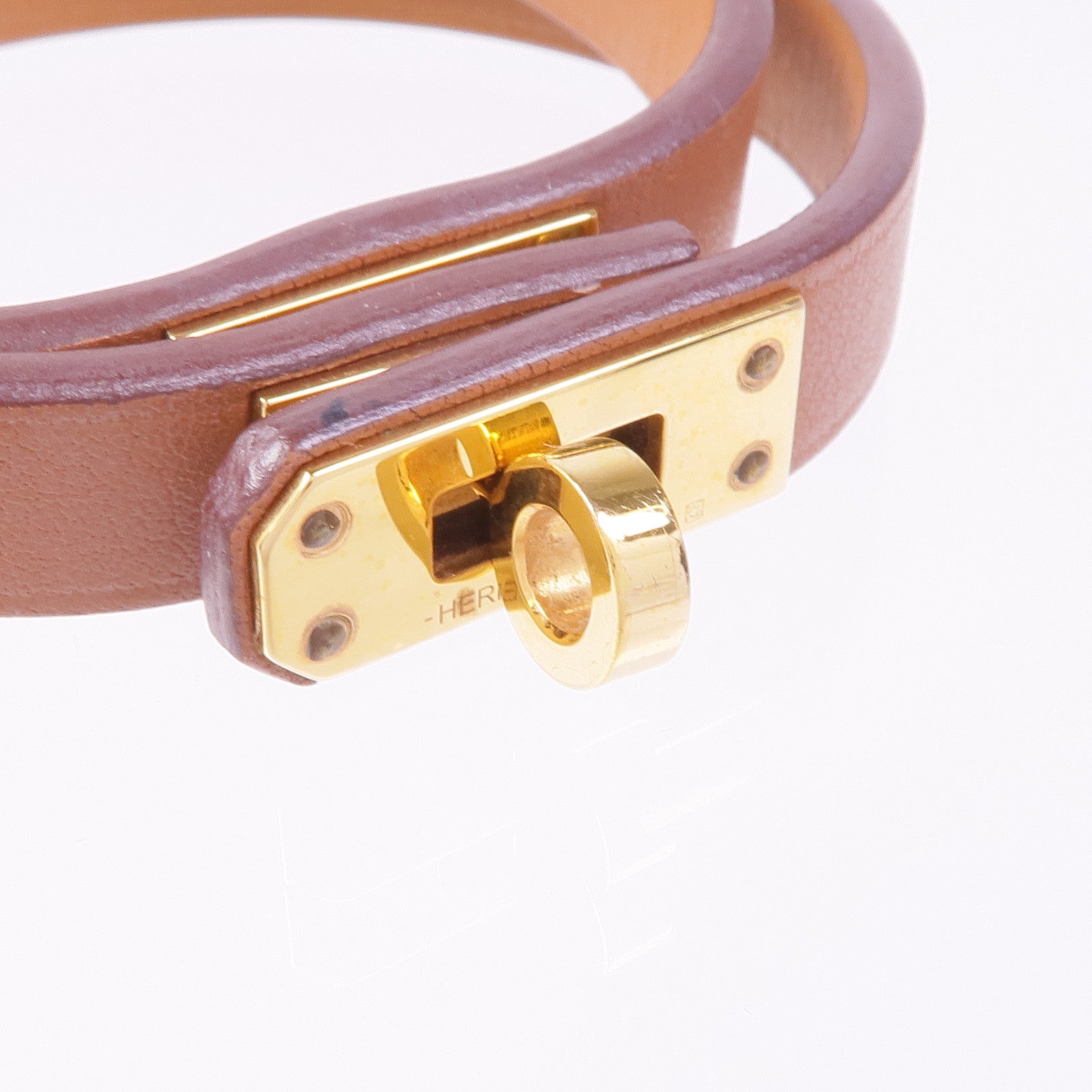 HERMES Swift皮革Kelly Double Tour金扣手帶Gold