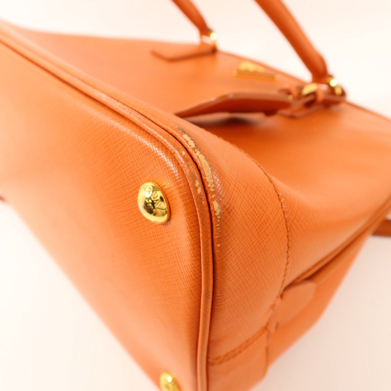 PRADA Saffiano皮革Medium Lux Open Promenade Satchel金扣手挽肩背兩用袋
