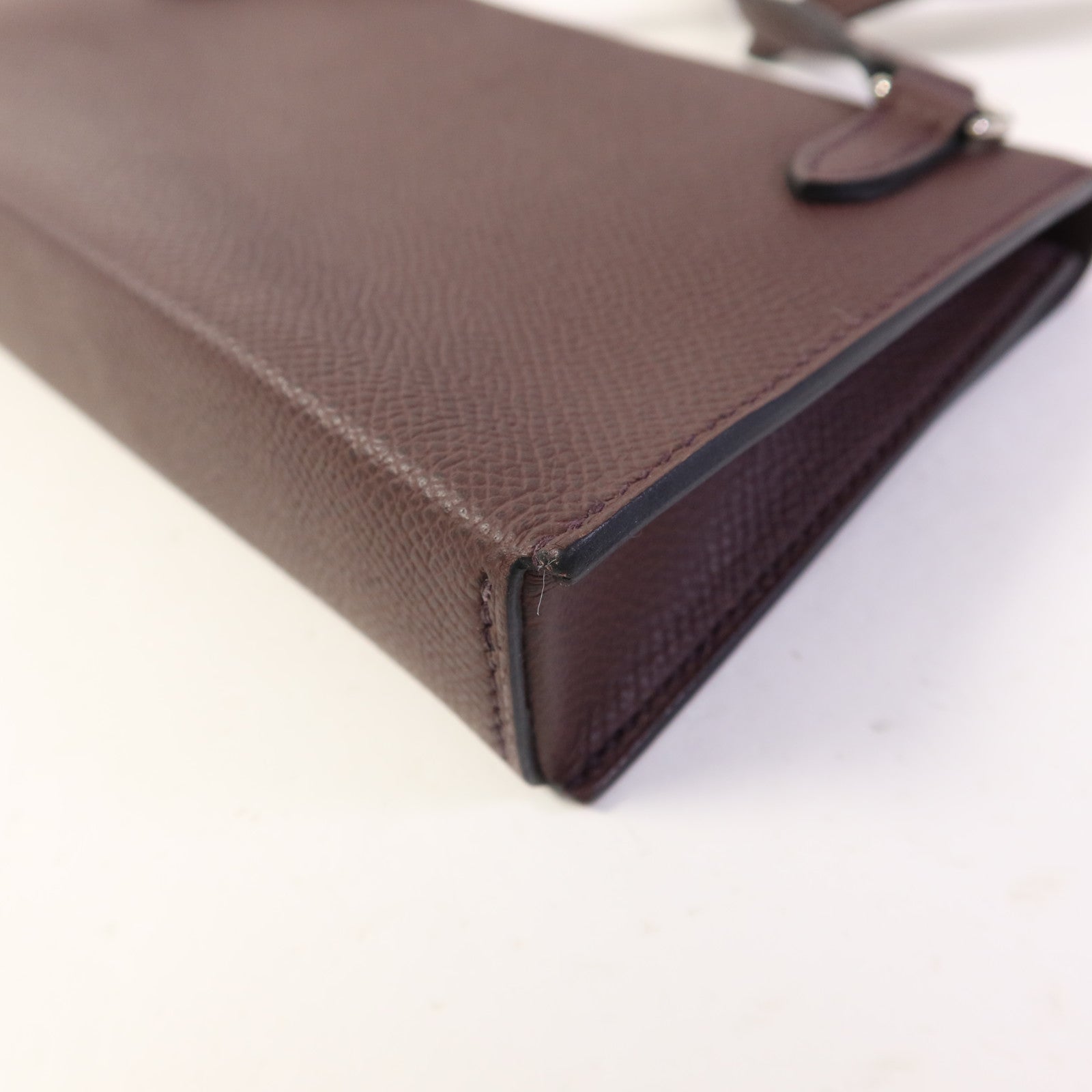 HERMES Epsom皮革Snap Wallet銀扣肩背袋Rouge Sellier