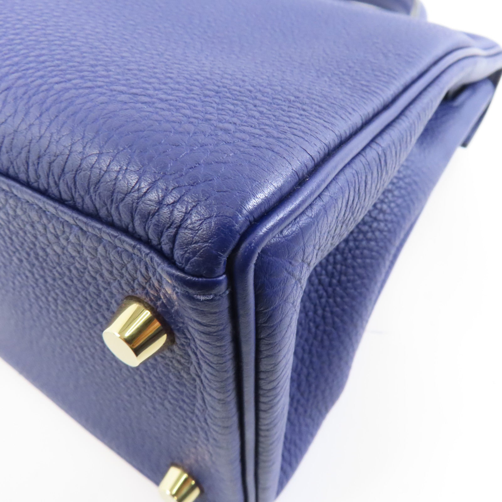 HERMES Togo皮革Kelly 28金扣手挽肩背兩用袋Blue Encre藍色