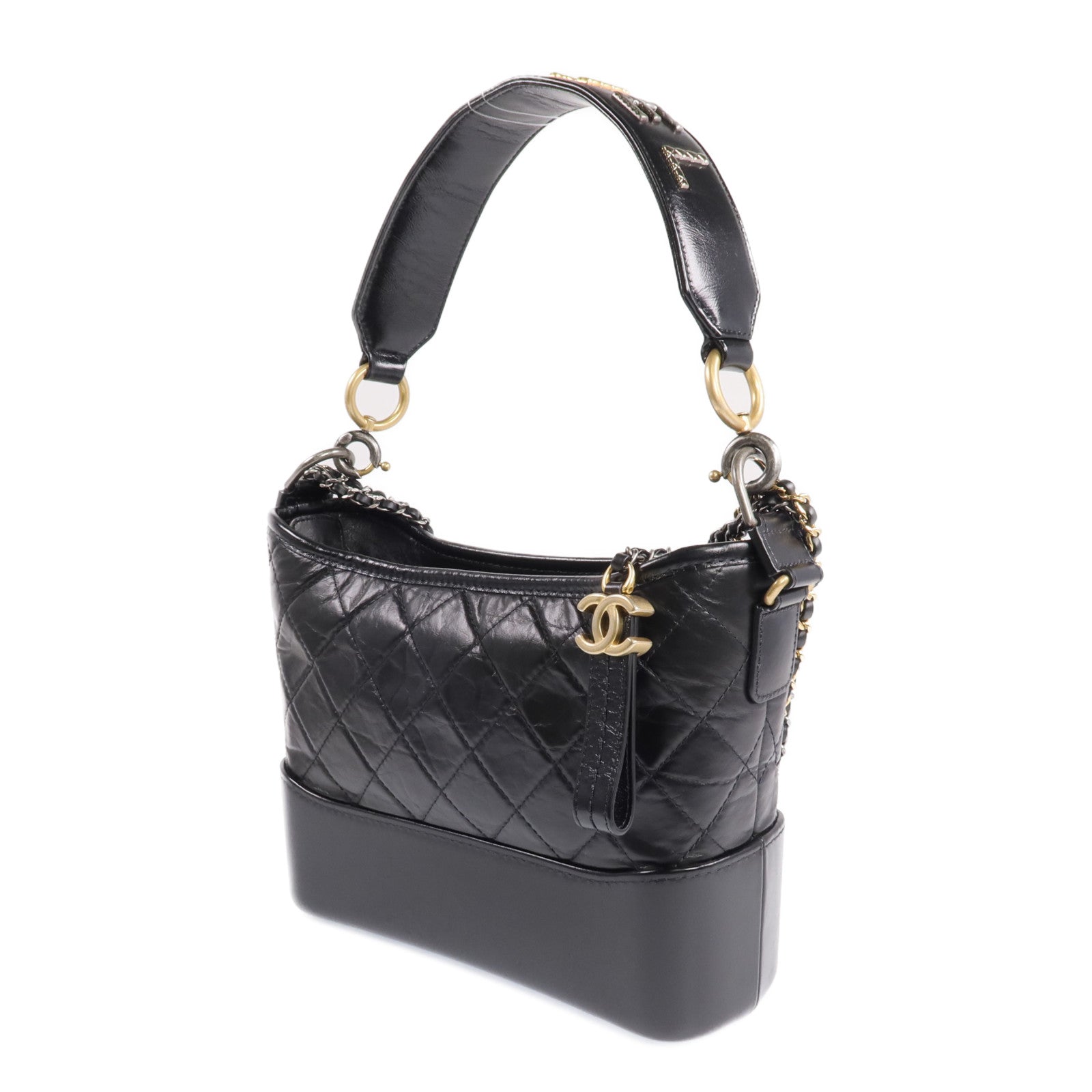 CHANEL 牛皮皮革Gabrielle Medium鏈帶肩背袋