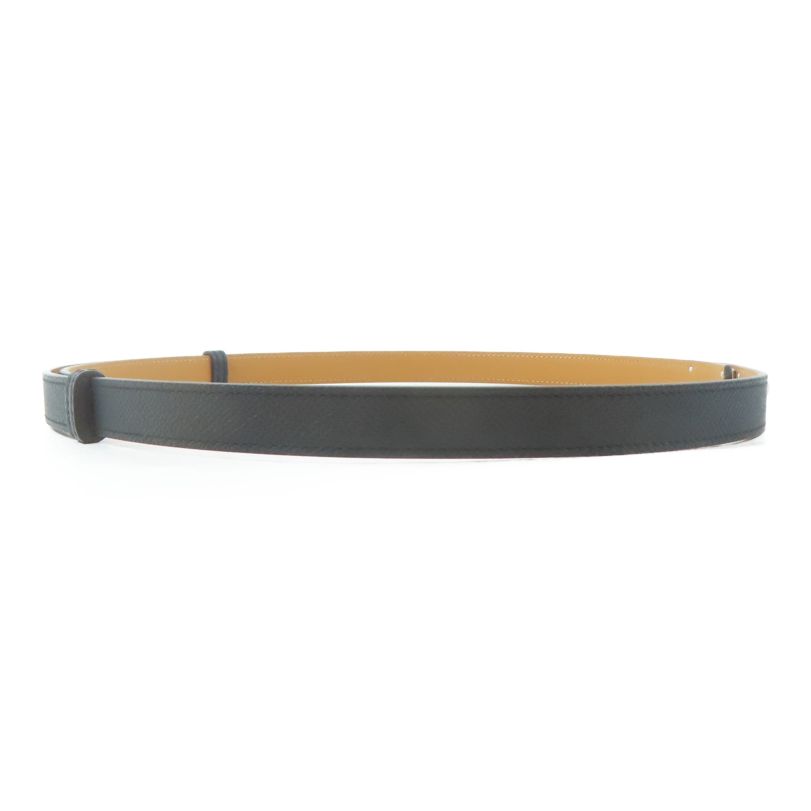 HERMES 【激減優惠】Epsom皮革Kelly Belt銀扣皮帶Noir/黑色