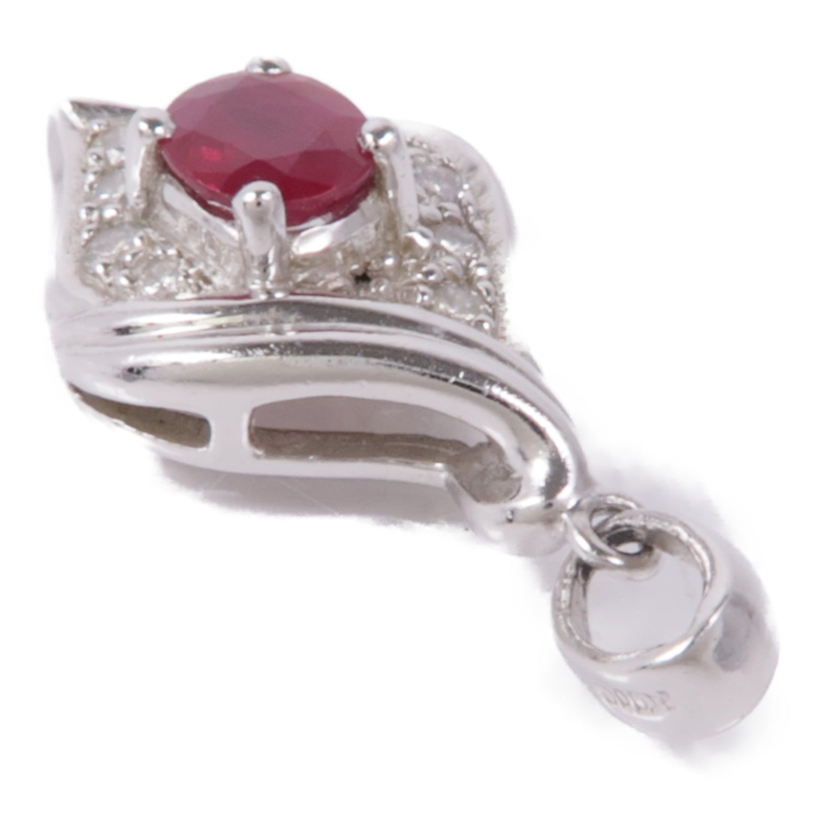 JEWELRY 【激減優惠】PT900鉑金Ruby/Diamond Pendant Top紅寶石/鑽石吊墜