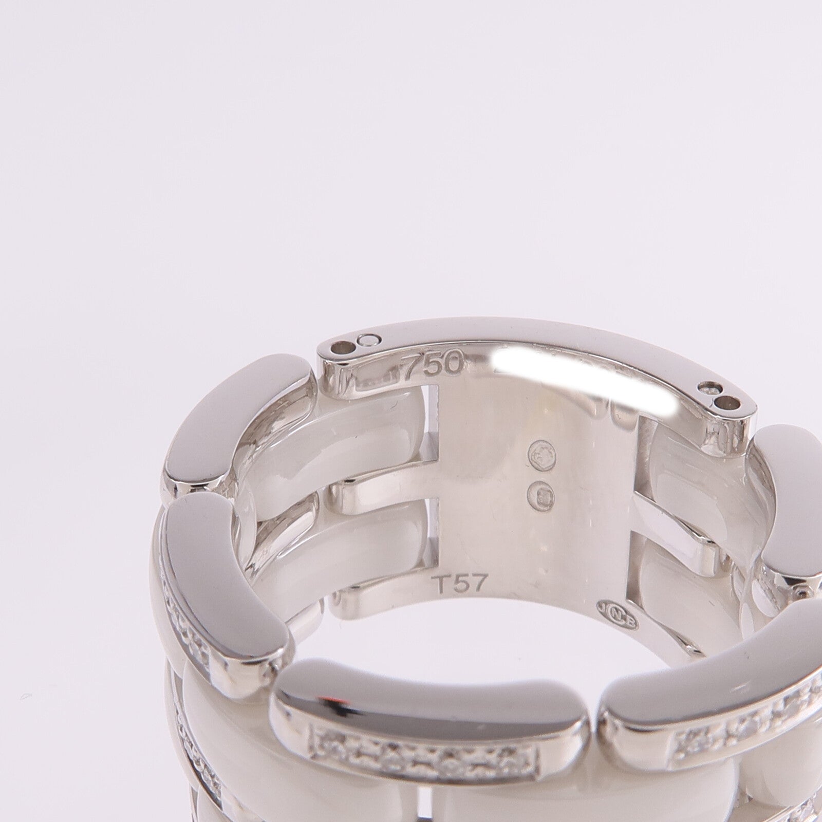 CHANEL 18K白金/陶瓷Ultra Diamond Ring鑽石戒指US#8