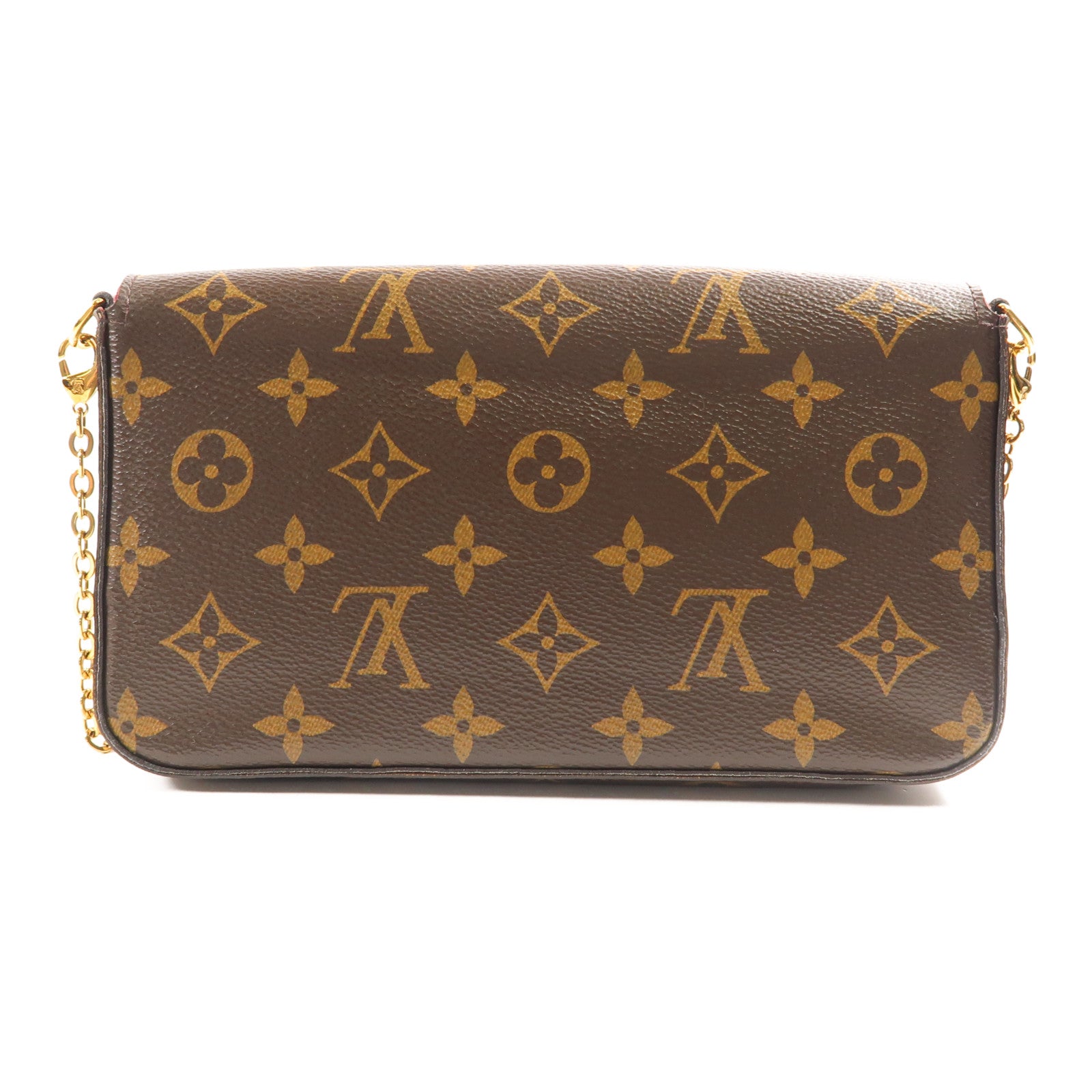 LOUIS VUITTON Monogram Pochette Felicie金扣鏈帶肩背袋棕色
