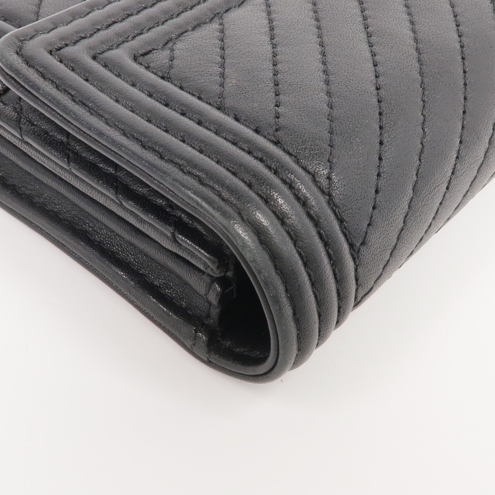 CHANEL 羊皮皮革Long Wallet銀扣長錢包