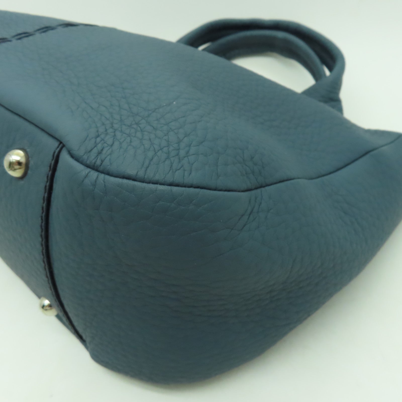 TOD’S 【清倉大減價】牛皮皮革2 Way Shoulder Bag銀扣手挽肩背兩用袋藍色
