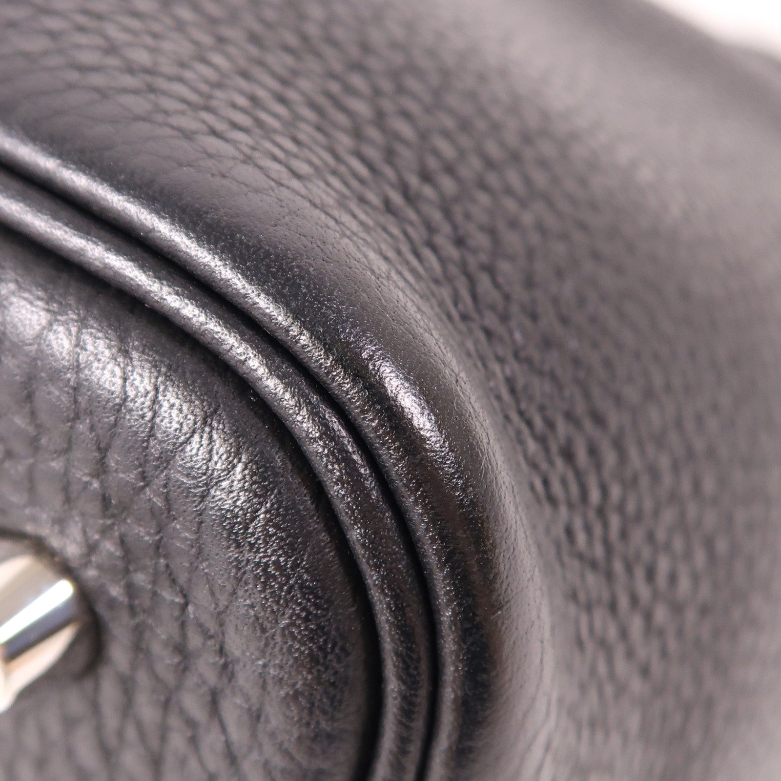 HERMES Clemence皮革Picotin MM銀扣手挽袋Noir