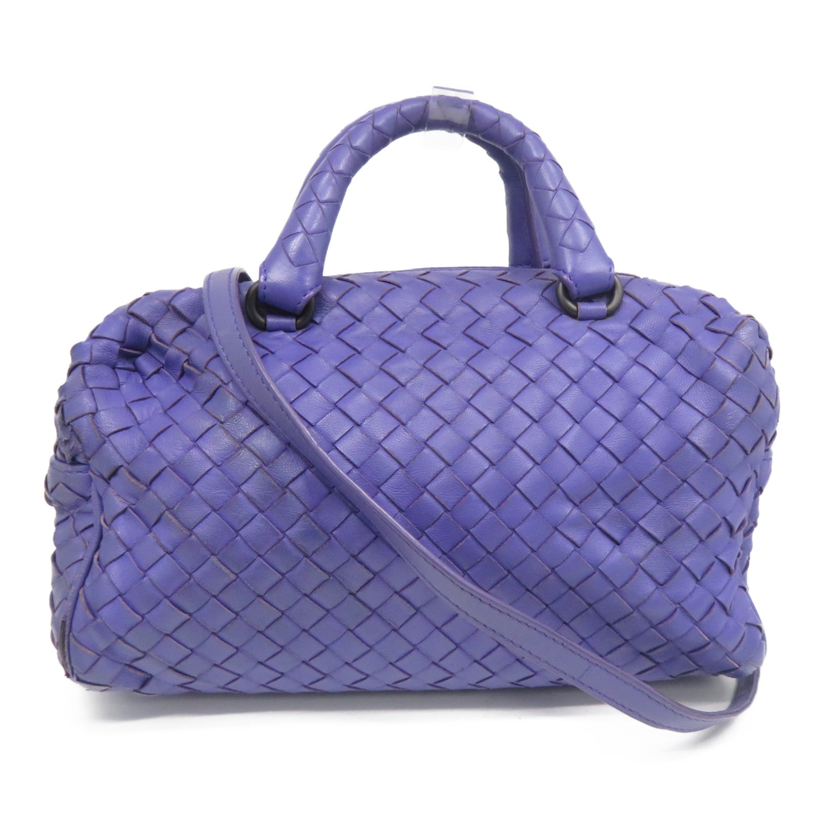 BOTTEGA VENETA 【清倉大減價】牛皮皮革2 Way Shoulder銀扣手挽肩背兩用袋紫色