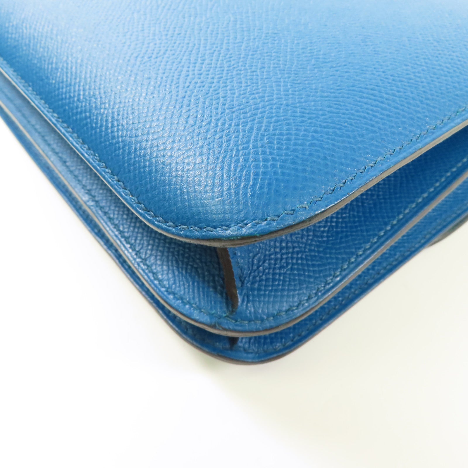 HERMES PHW Constance 24 Shoulder Bag Veau Epsom Leather Stamp R 1P Colvert Blue