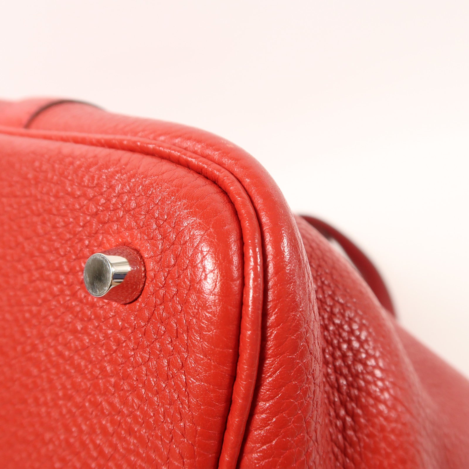HERMES Clemence皮革Picotin MM銀扣手挽袋Red