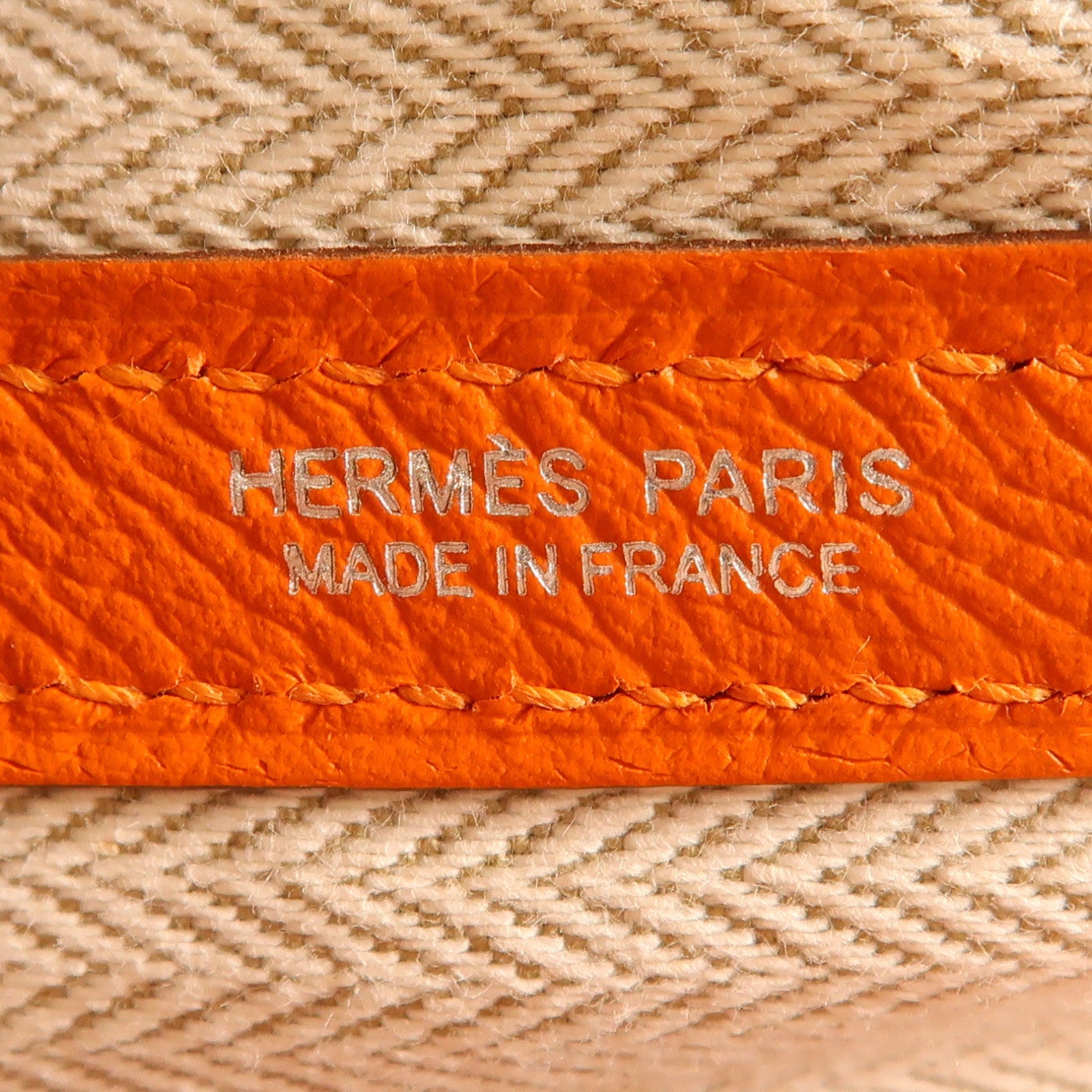 HERMES Epsom皮革Garden Party PM銀扣手挽袋Orange橙色