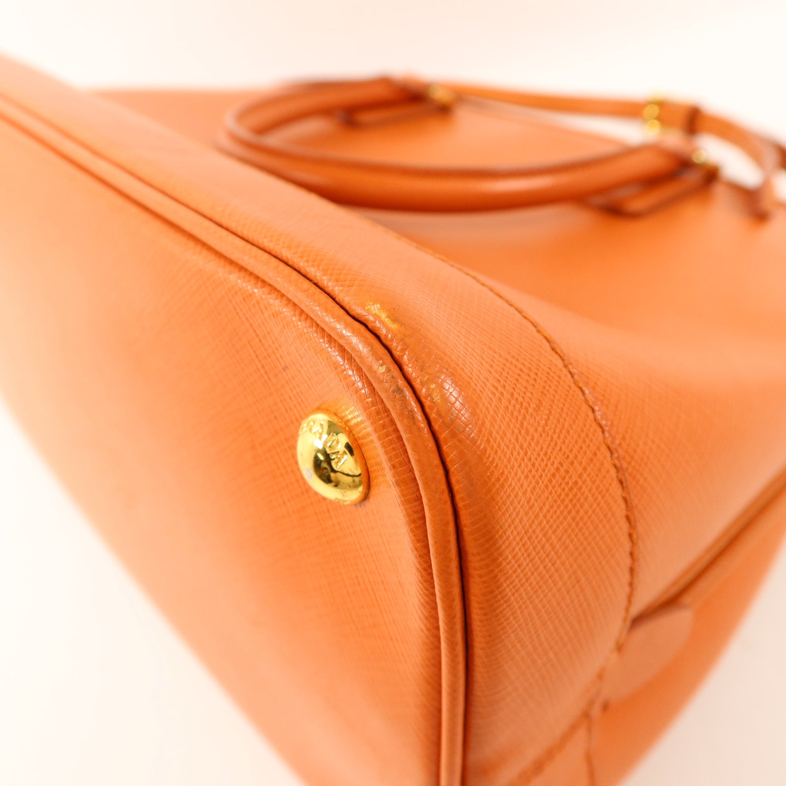 PRADA Saffiano皮革Medium Lux Open Promenade Satchel金扣手挽肩背兩用袋