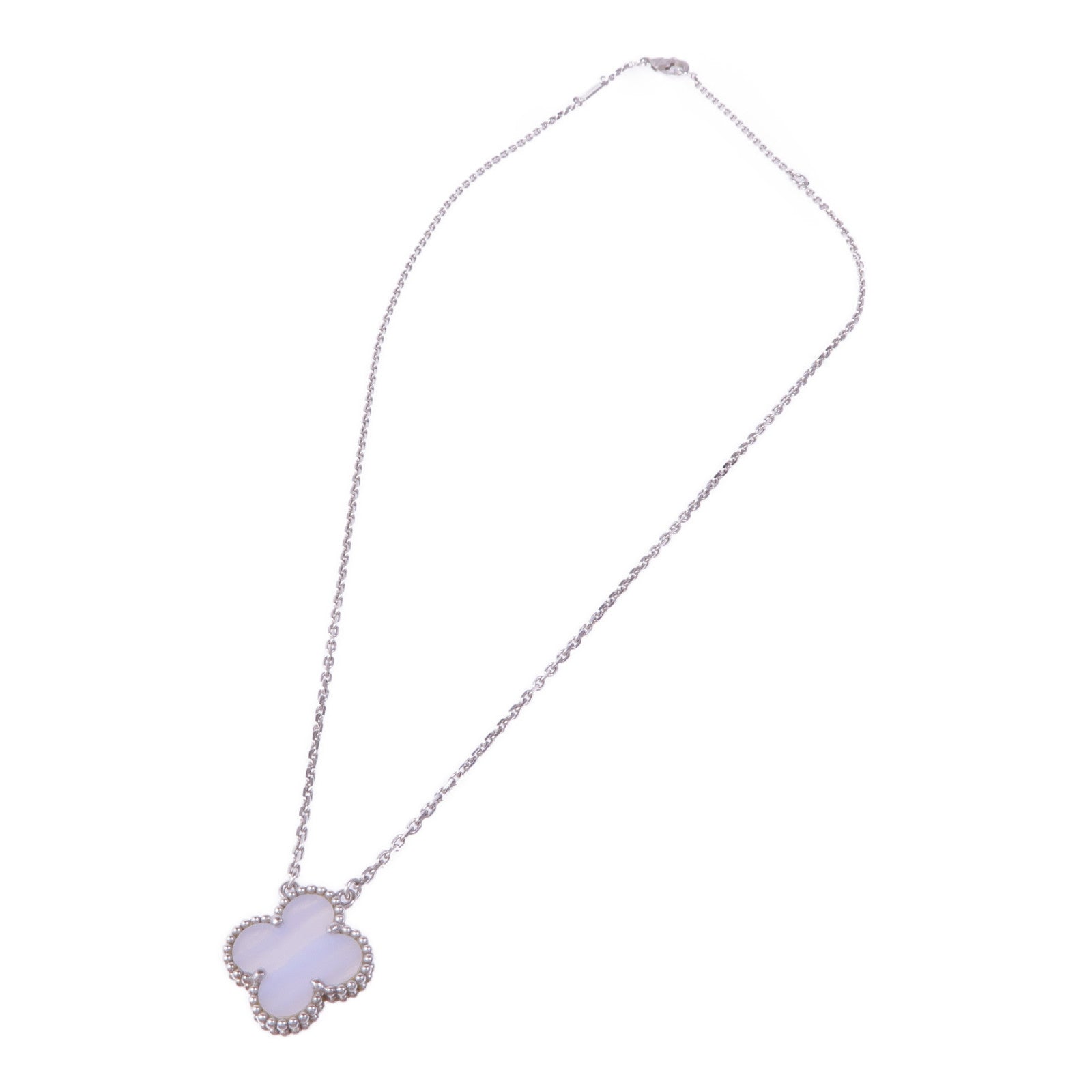 Van Cleef & Arpels 18K白金Vintage Alhambra Necklace玉髓項鍊