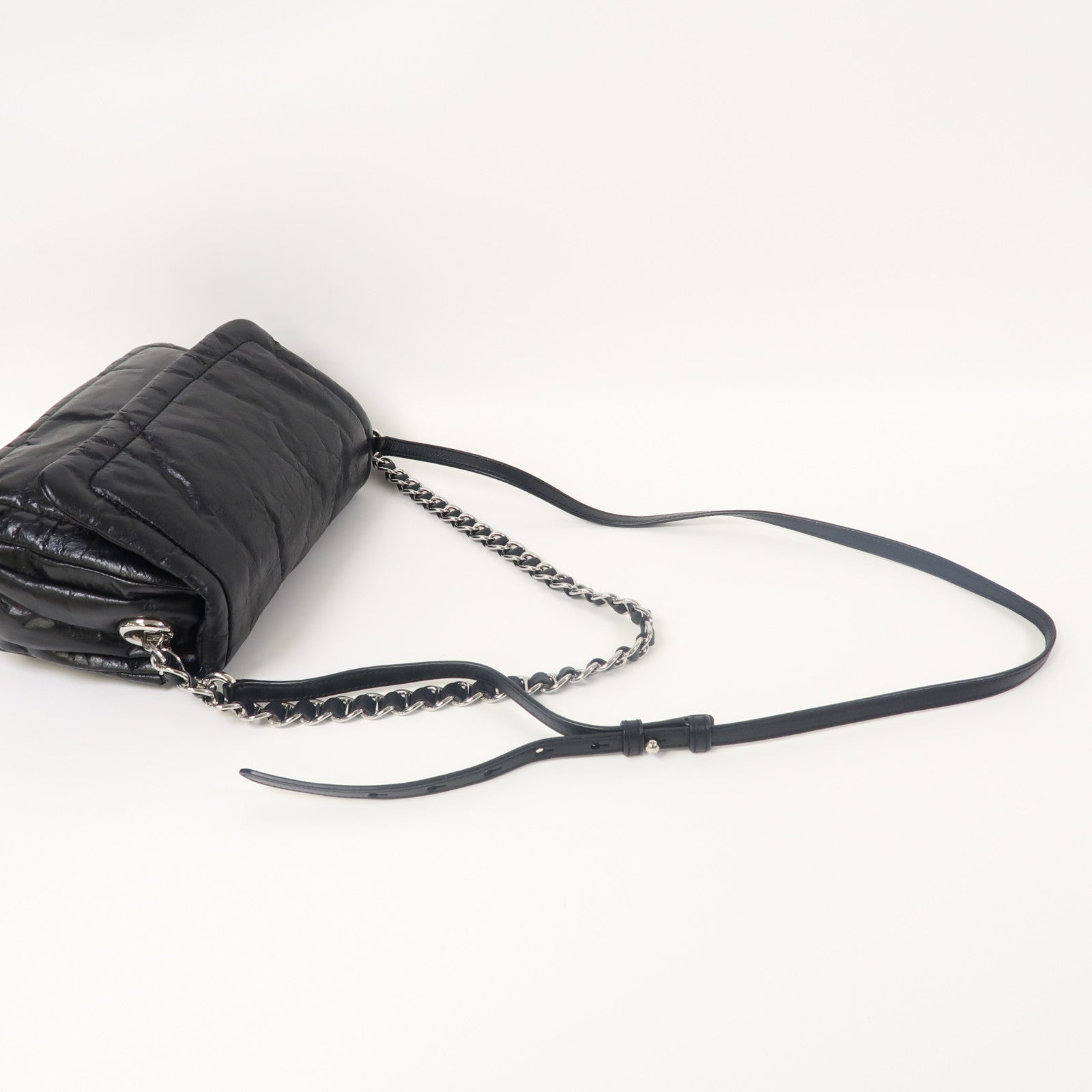 MARC JACOBS 【激減優惠】聚酯纖維Shoulder Bag銀扣鏈帶肩背袋黑色