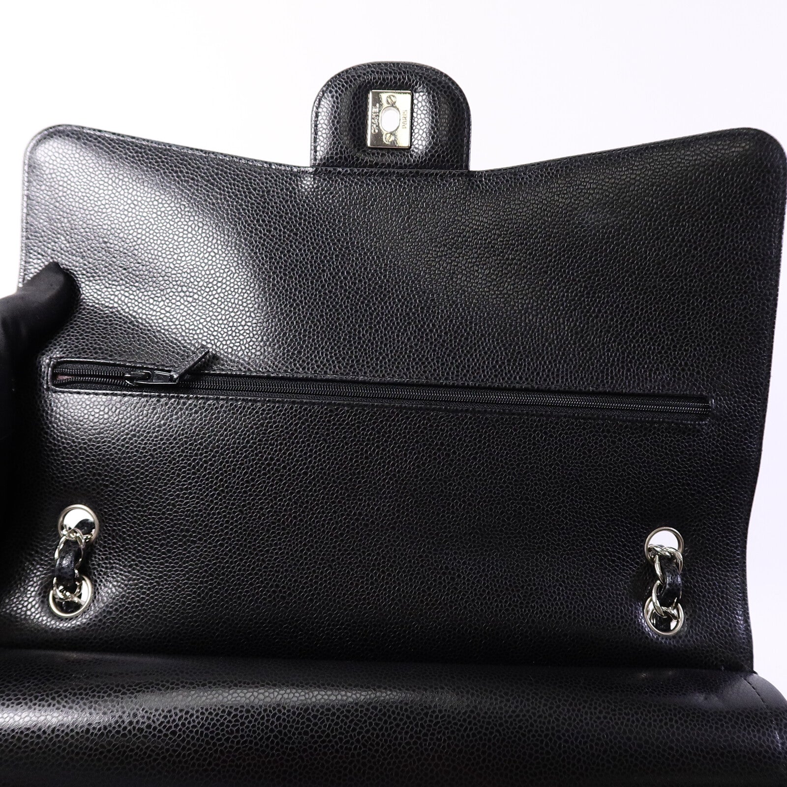 CHANEL 牛皮皮革Maxi Classic鏈帶手挽肩背兩用袋