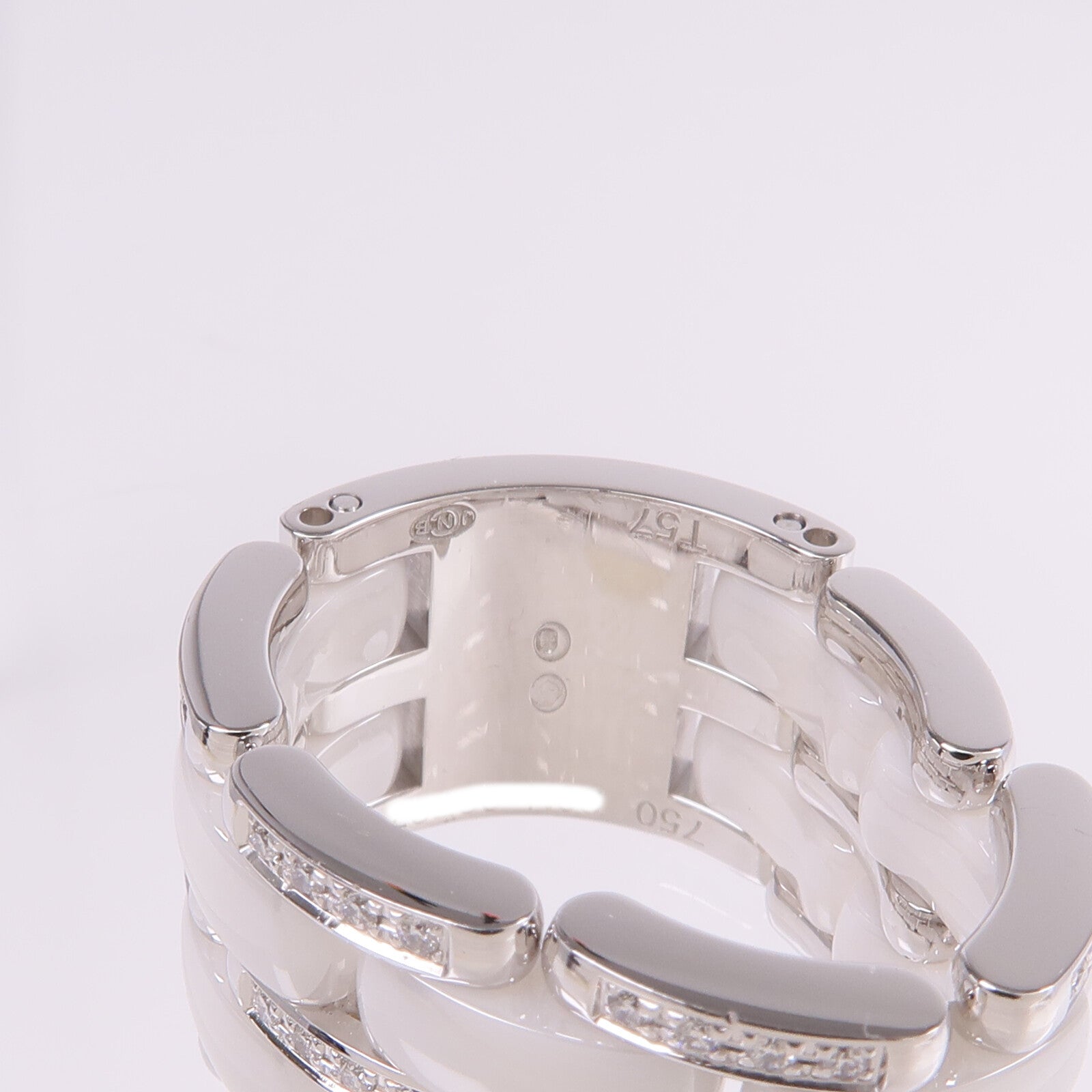 CHANEL 18K白金/陶瓷Ultra Diamond Ring鑽石戒指US#8