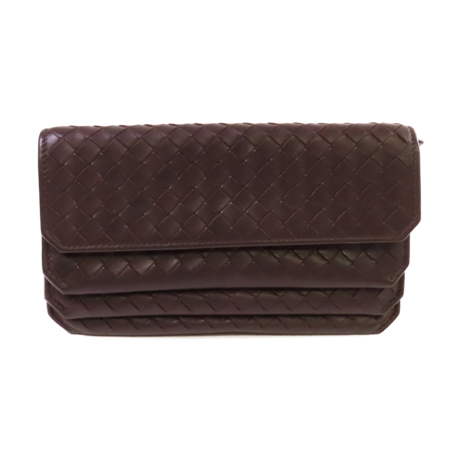BOTTEGA VENETA 織紋皮革Long Wallet長錢包啡色