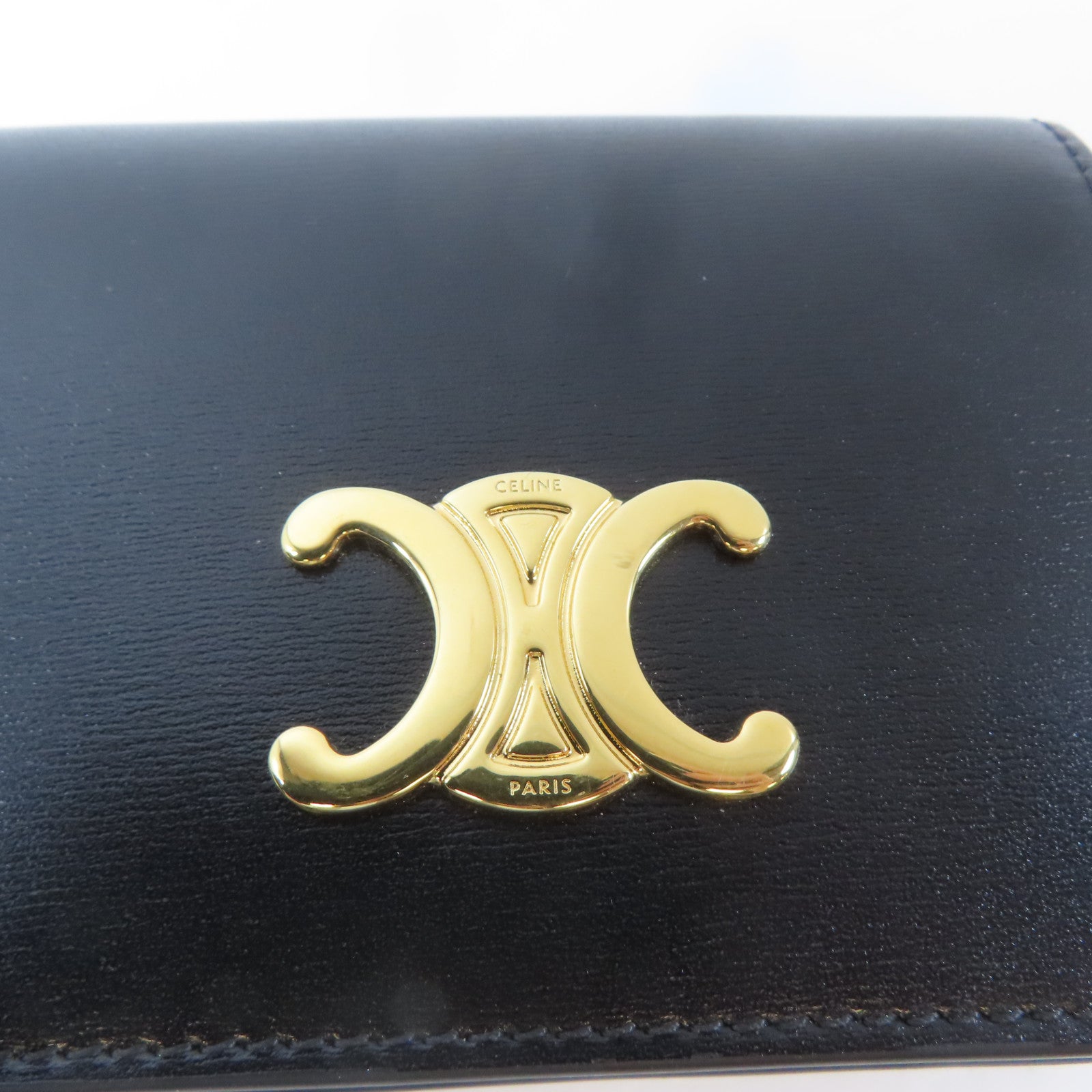 CELINE 牛皮皮革Card Case金扣卡片套黑色