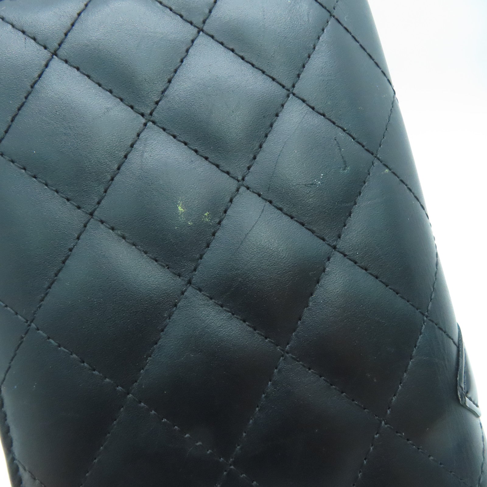 CHANEL 牛皮皮革Long Wallet銀扣長錢包黑色