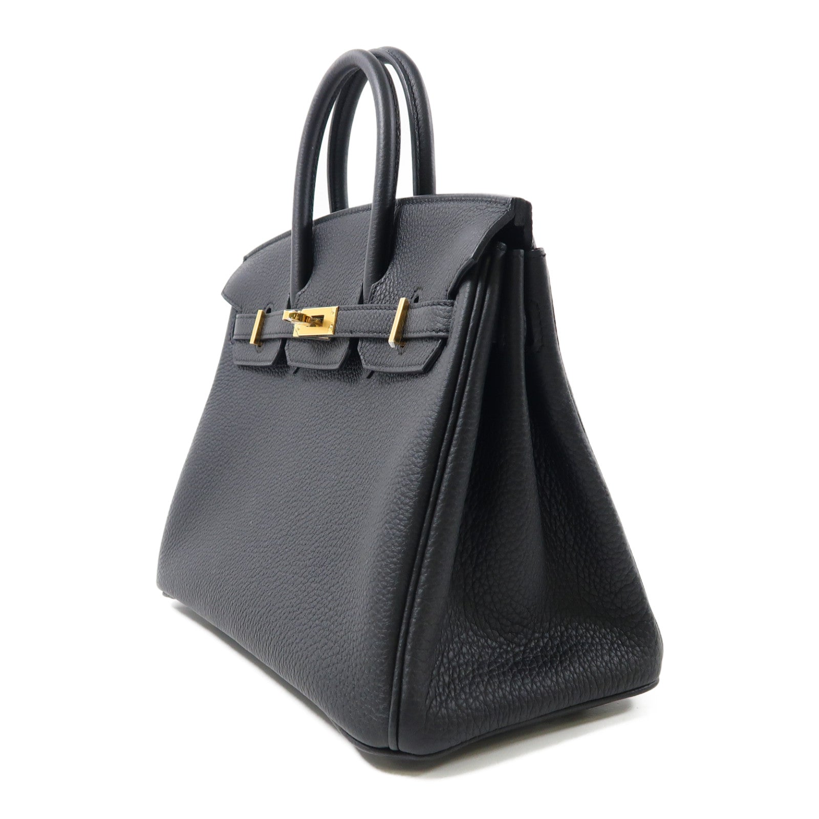 HERMES Togo皮革Birkin 25金扣手挽袋Noir/黑色