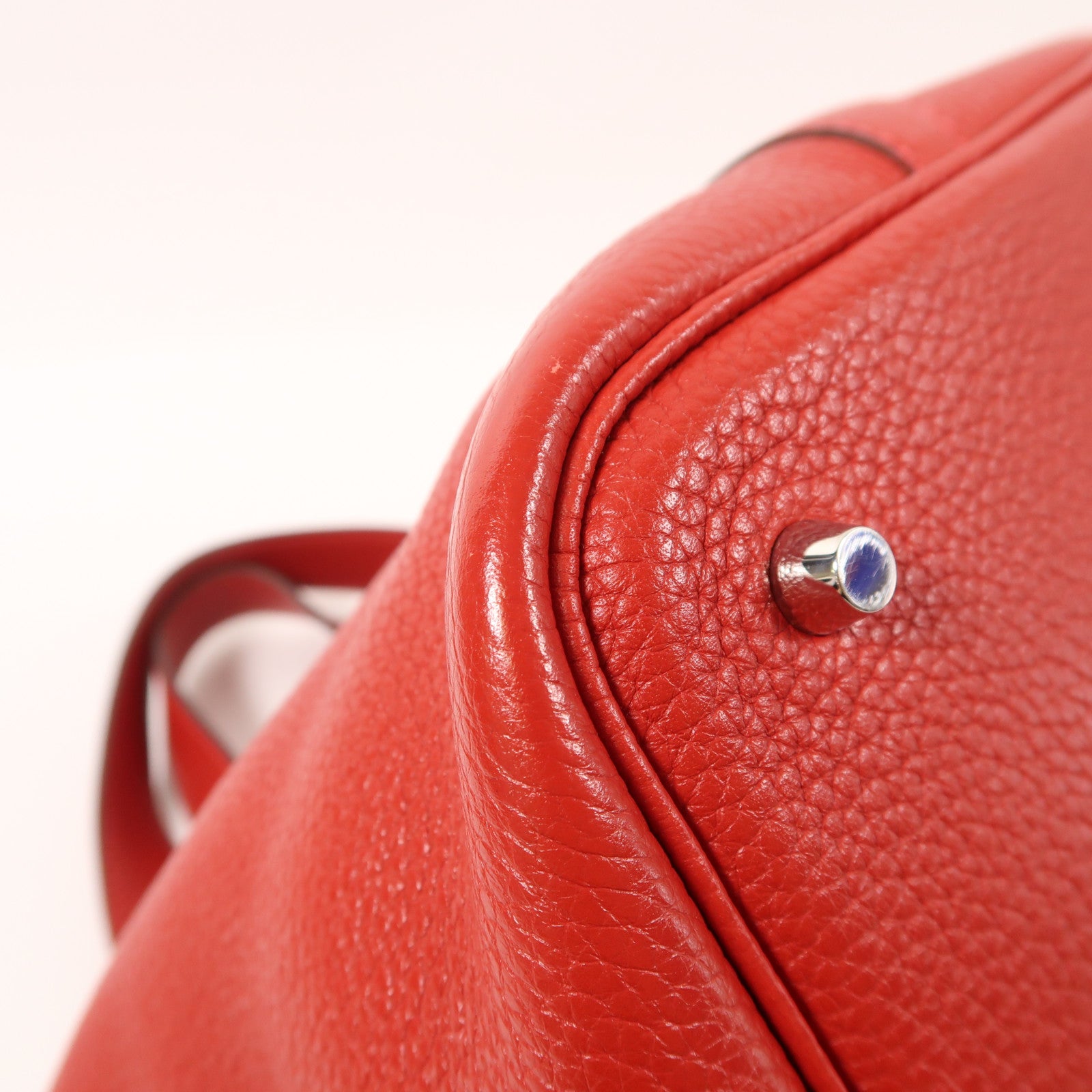 HERMES Clemence皮革Picotin MM銀扣手挽袋Red