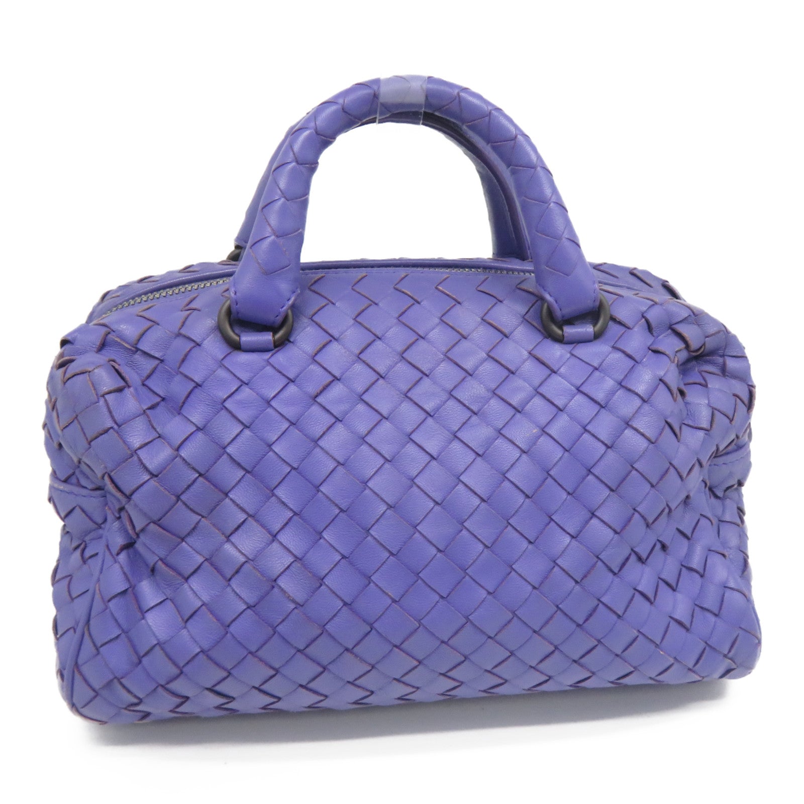 BOTTEGA VENETA 【清倉大減價】牛皮皮革2 Way Shoulder銀扣手挽肩背兩用袋紫色