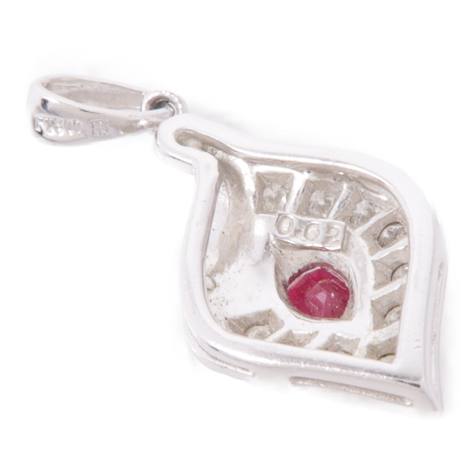 JEWELRY 【激減優惠】PT900鉑金Ruby/Diamond Pendant Top紅寶石/鑽石吊墜