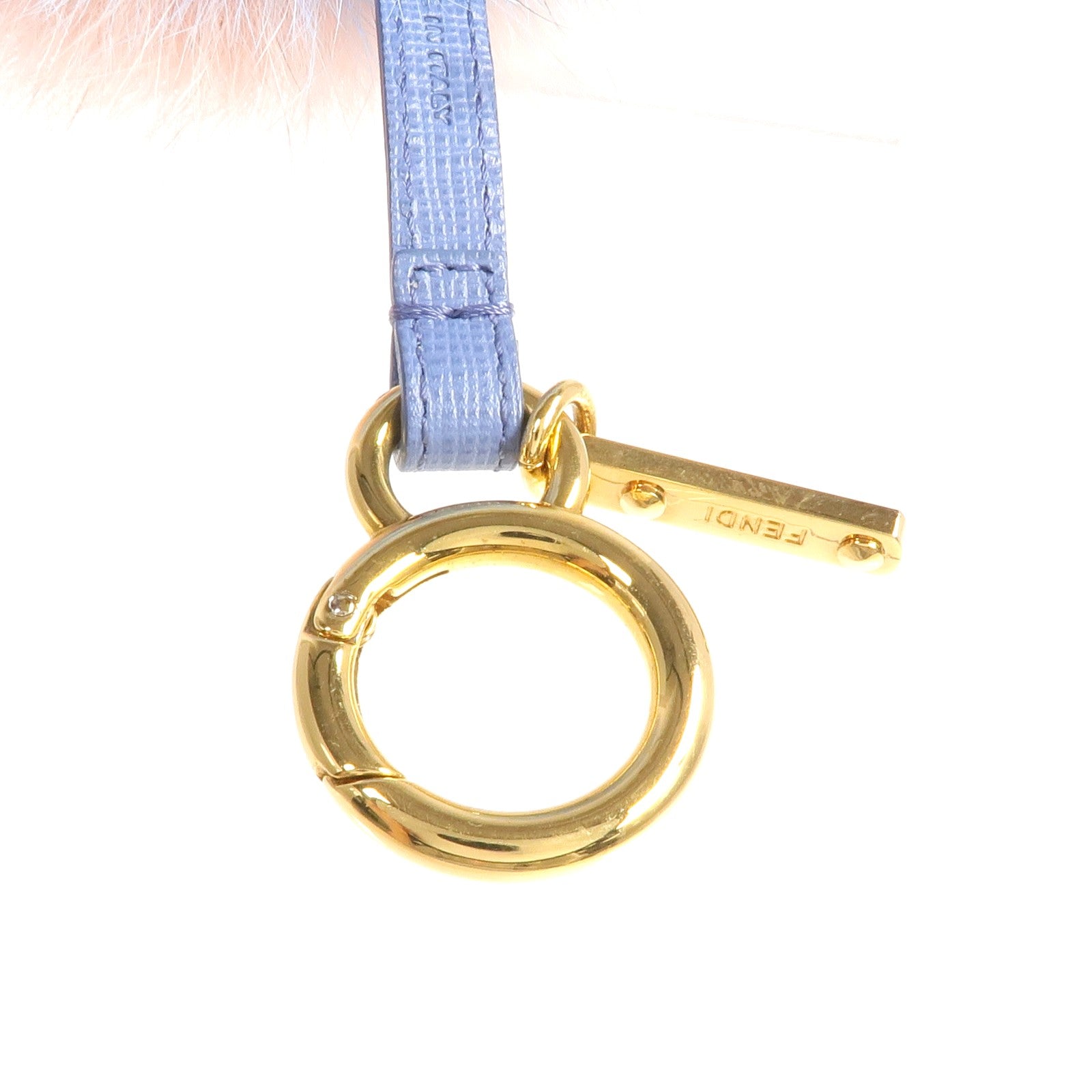 FENDI 【激減優惠】牛皮皮革/狐狸皮毛Pom Pom Key Ring Charm掛飾/鎖匙扣