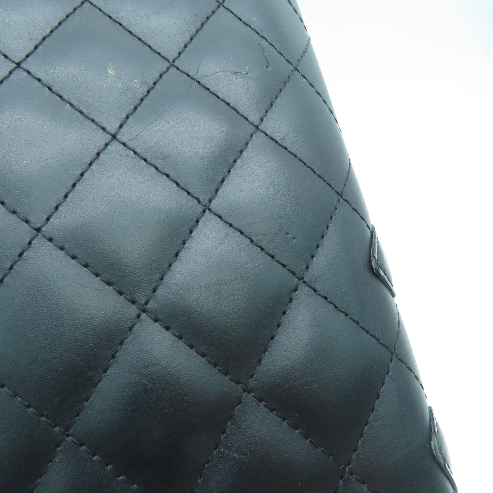 CHANEL 牛皮皮革Long Wallet銀扣長錢包黑色