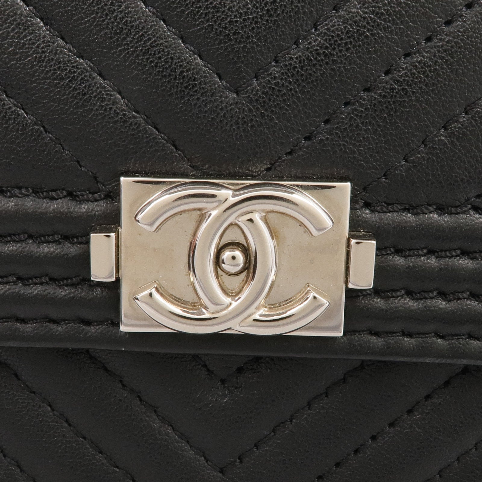 CHANEL 羊皮皮革Long Wallet銀扣長錢包