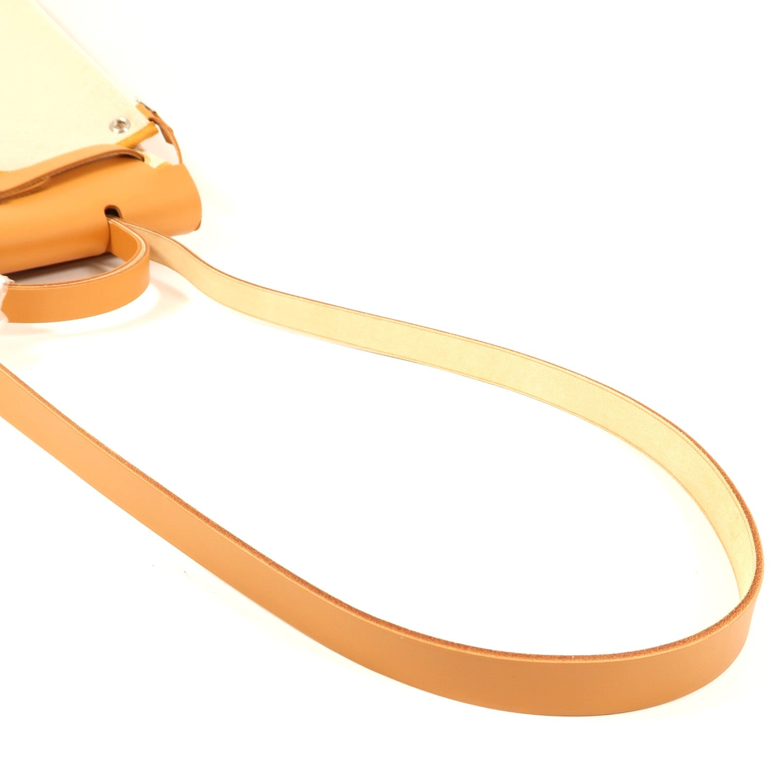 HERMES 帆布Herbag PM銀扣手挽肩背兩用袋米色/啡色
