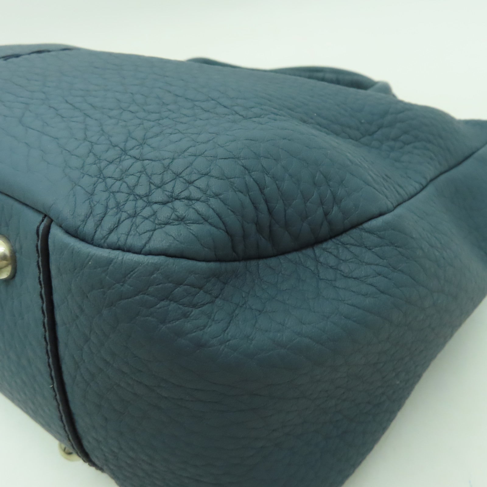 TOD’S 【清倉大減價】牛皮皮革2 Way Shoulder Bag銀扣手挽肩背兩用袋藍色