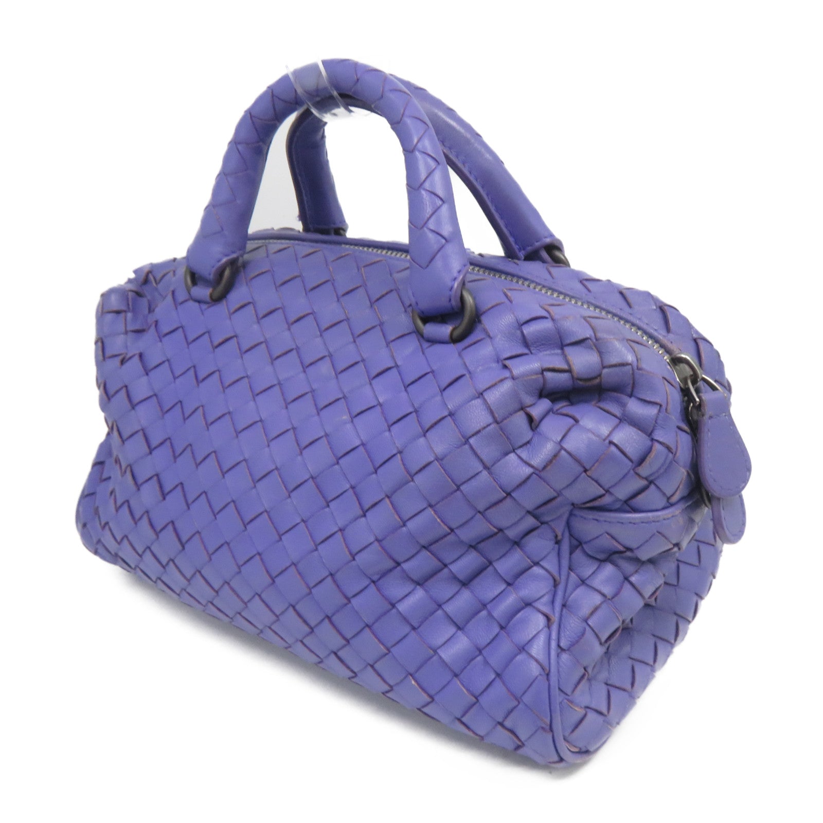 BOTTEGA VENETA 【清倉大減價】牛皮皮革2 Way Shoulder銀扣手挽肩背兩用袋紫色