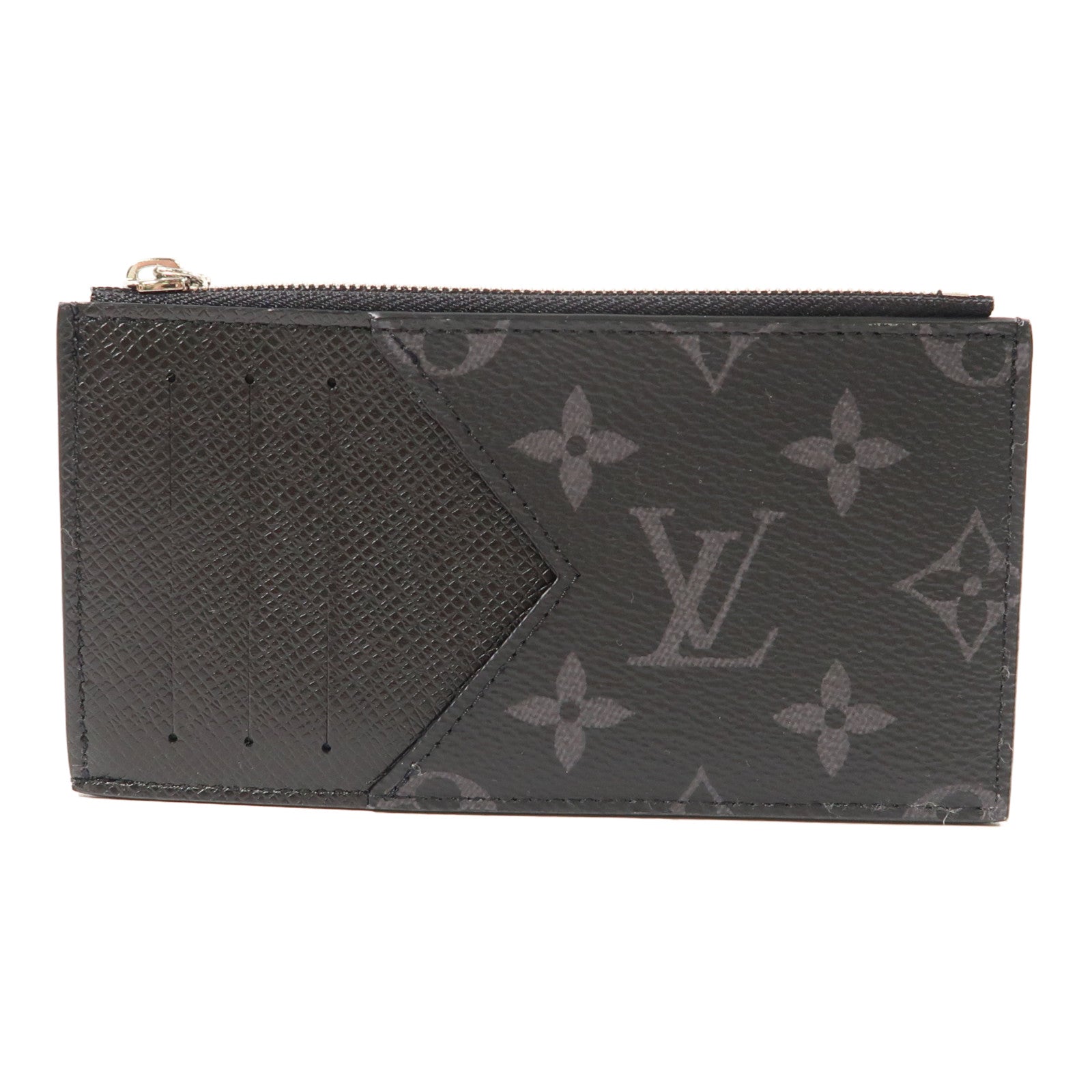 LOUIS VUITTON Monogram Eclipse/Taiga Coin Card Holder銀扣零錢包/卡片套