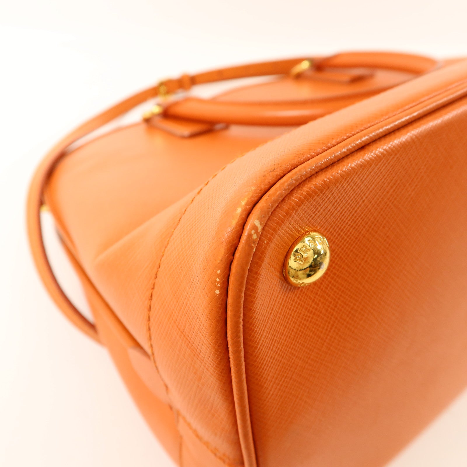 PRADA Saffiano皮革Medium Lux Open Promenade Satchel金扣手挽肩背兩用袋