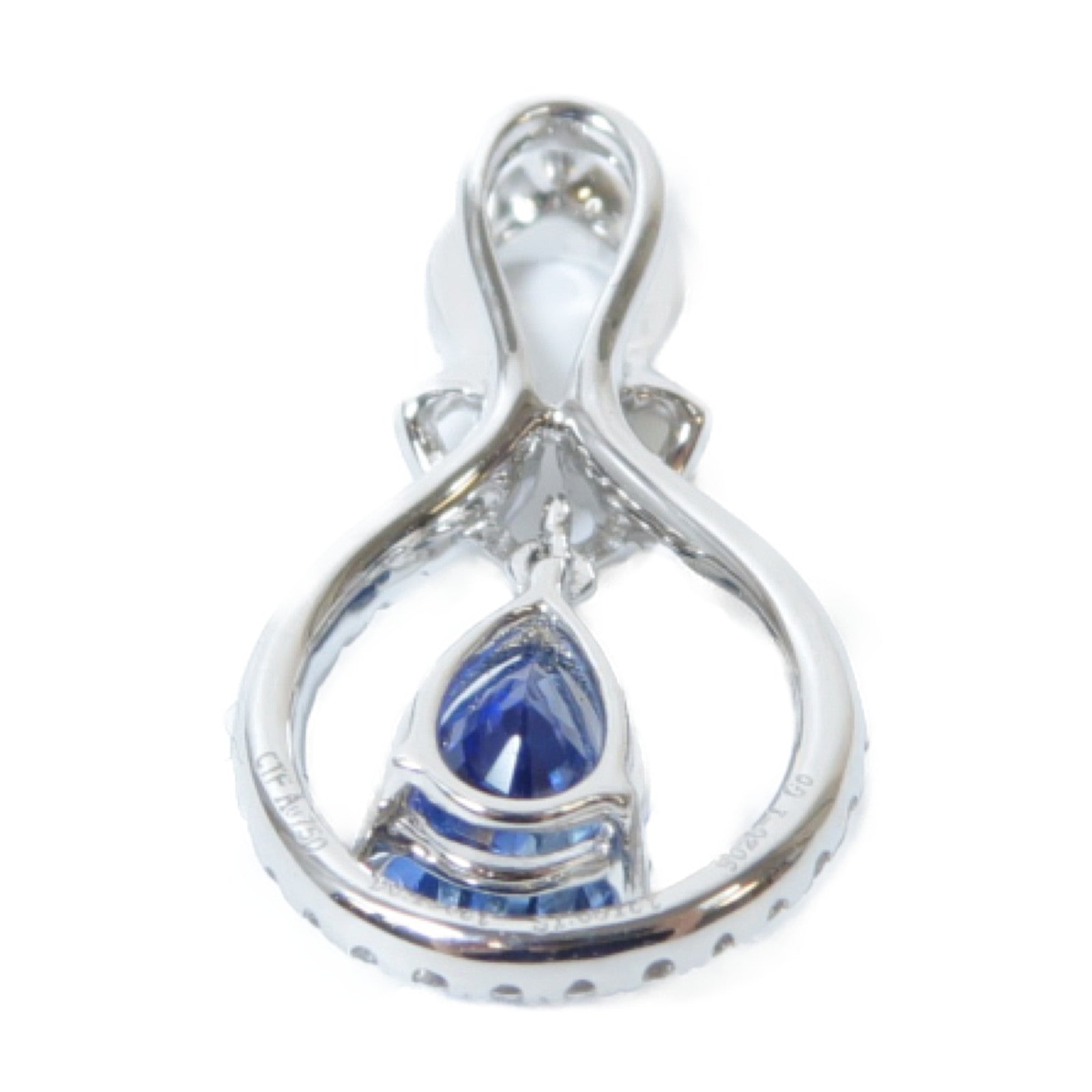 JEWELRY 18K白金Sapphire Diamond Pendant Top 0.51ct藍寶石/0.19ct鑽石吊墜銀色