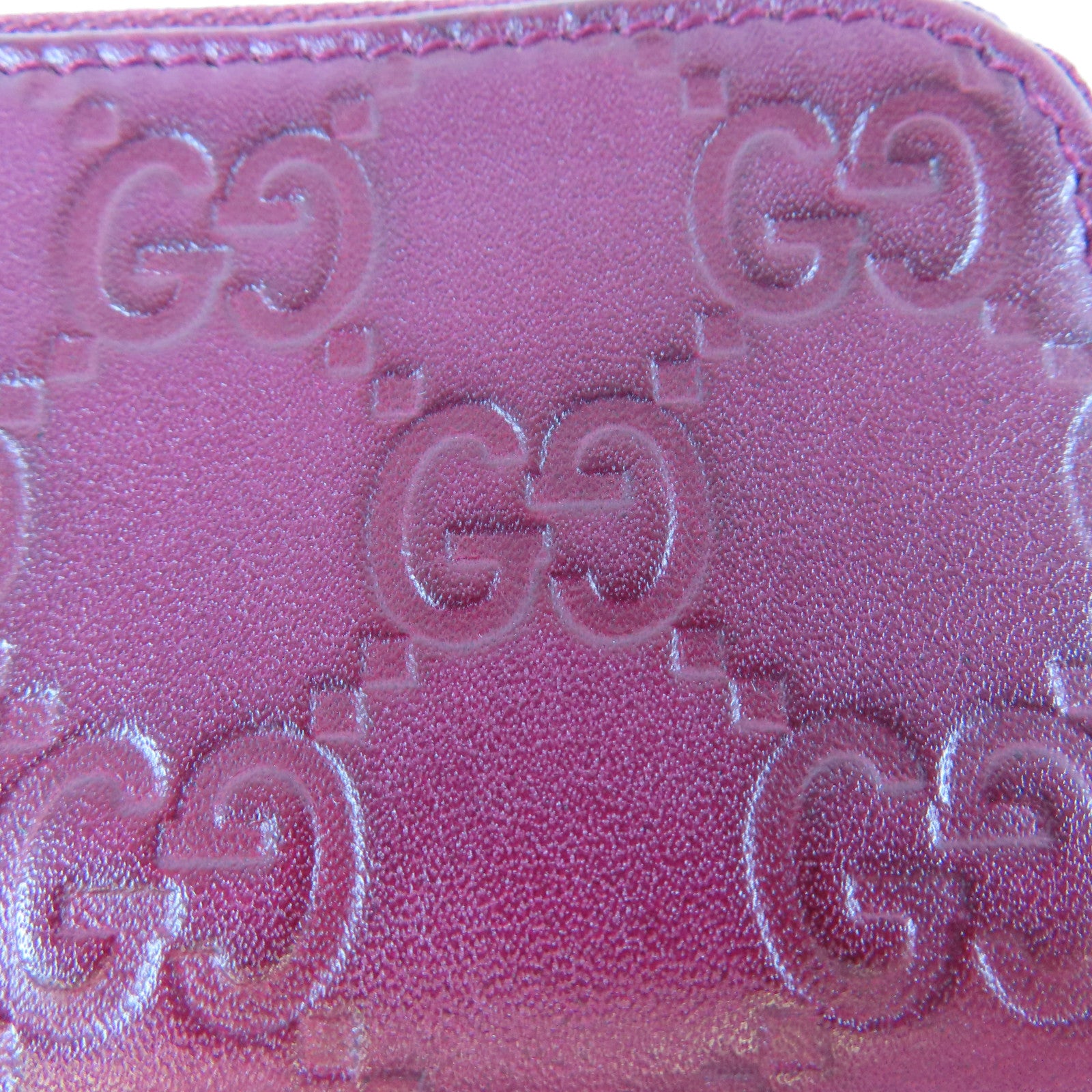 GUCCI 【激減優惠】皮革Coin Case金扣零錢包紫紅色