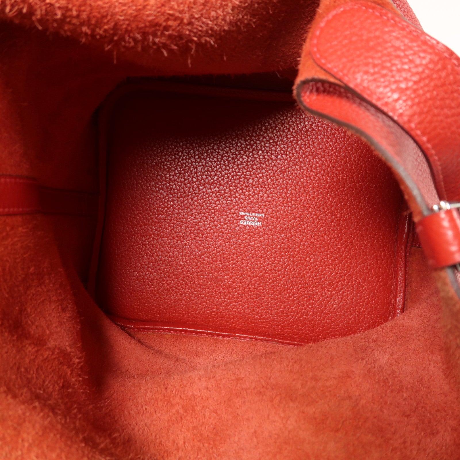 HERMES Clemence皮革Picotin MM銀扣手挽袋Red