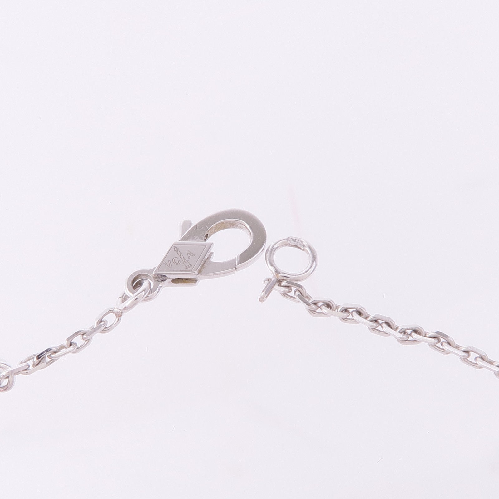 Van Cleef & Arpels 18K白金Vintage Alhambra Necklace玉髓項鍊