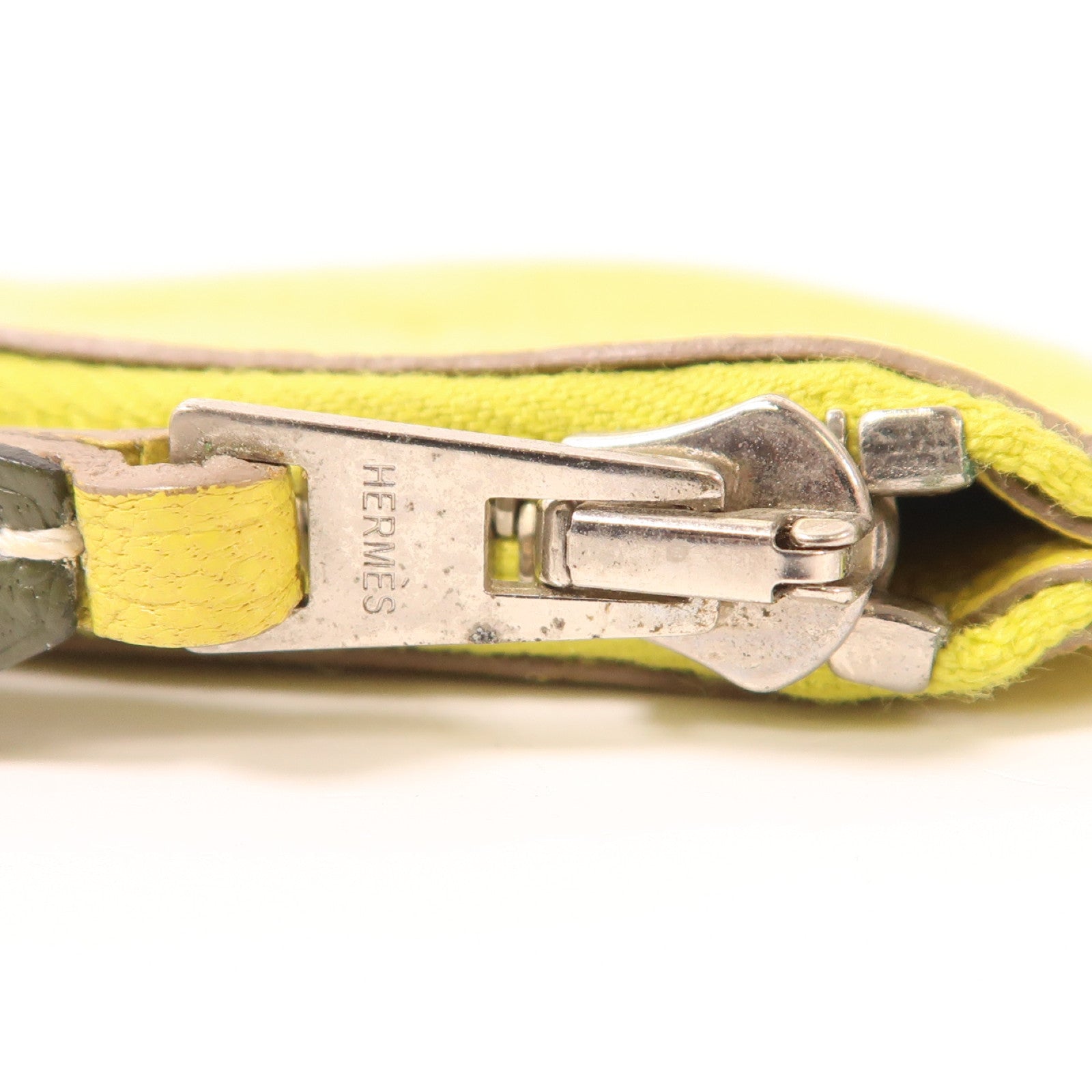 HERMES 【激減優惠】Clemence皮革Tutti Frutti銀扣零錢包Lime黃色