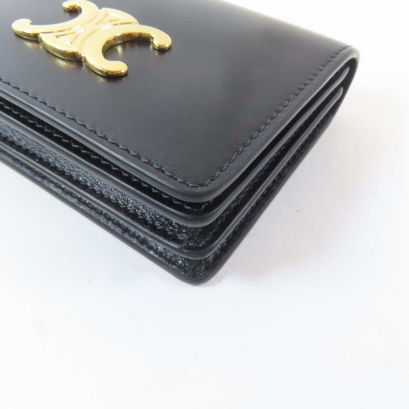 CELINE 牛皮皮革Card Case金扣卡片套黑色