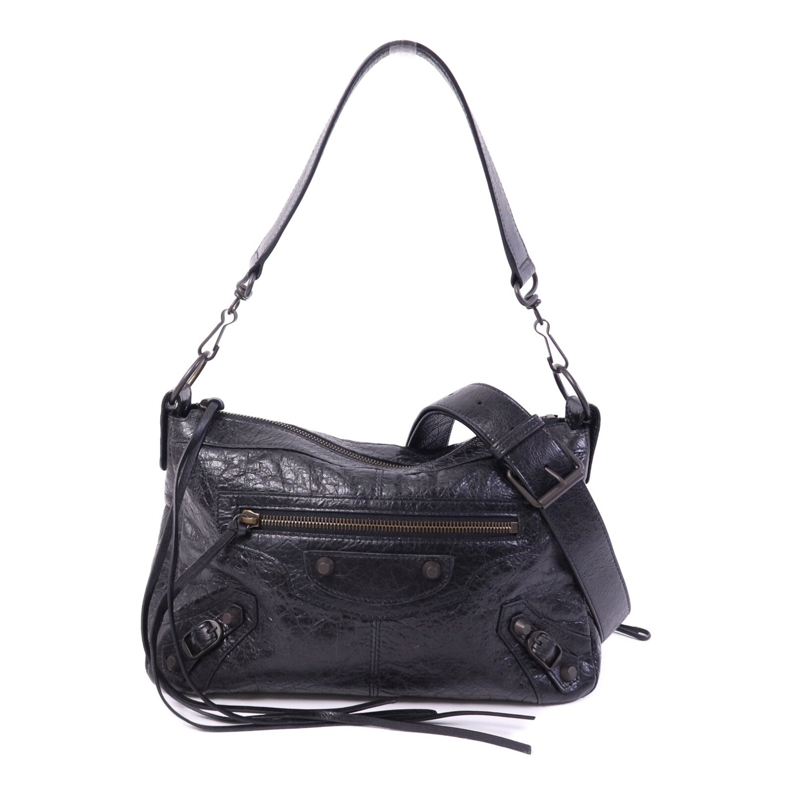 BALENCIAGA 羊皮皮革Le City Moto Small金扣肩背袋