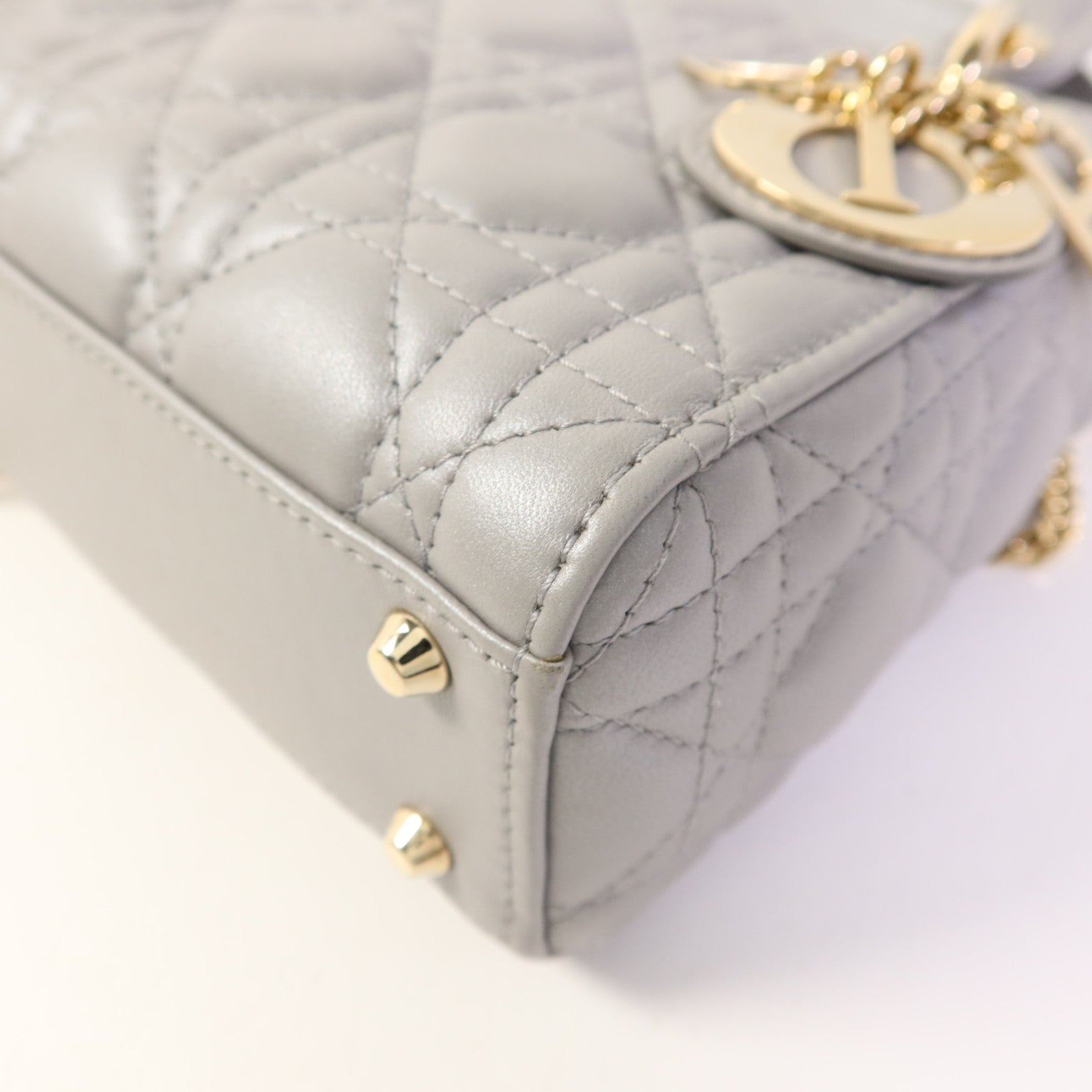 Dior 羊皮皮革Lady Dior Mini金扣手挽肩背兩用袋